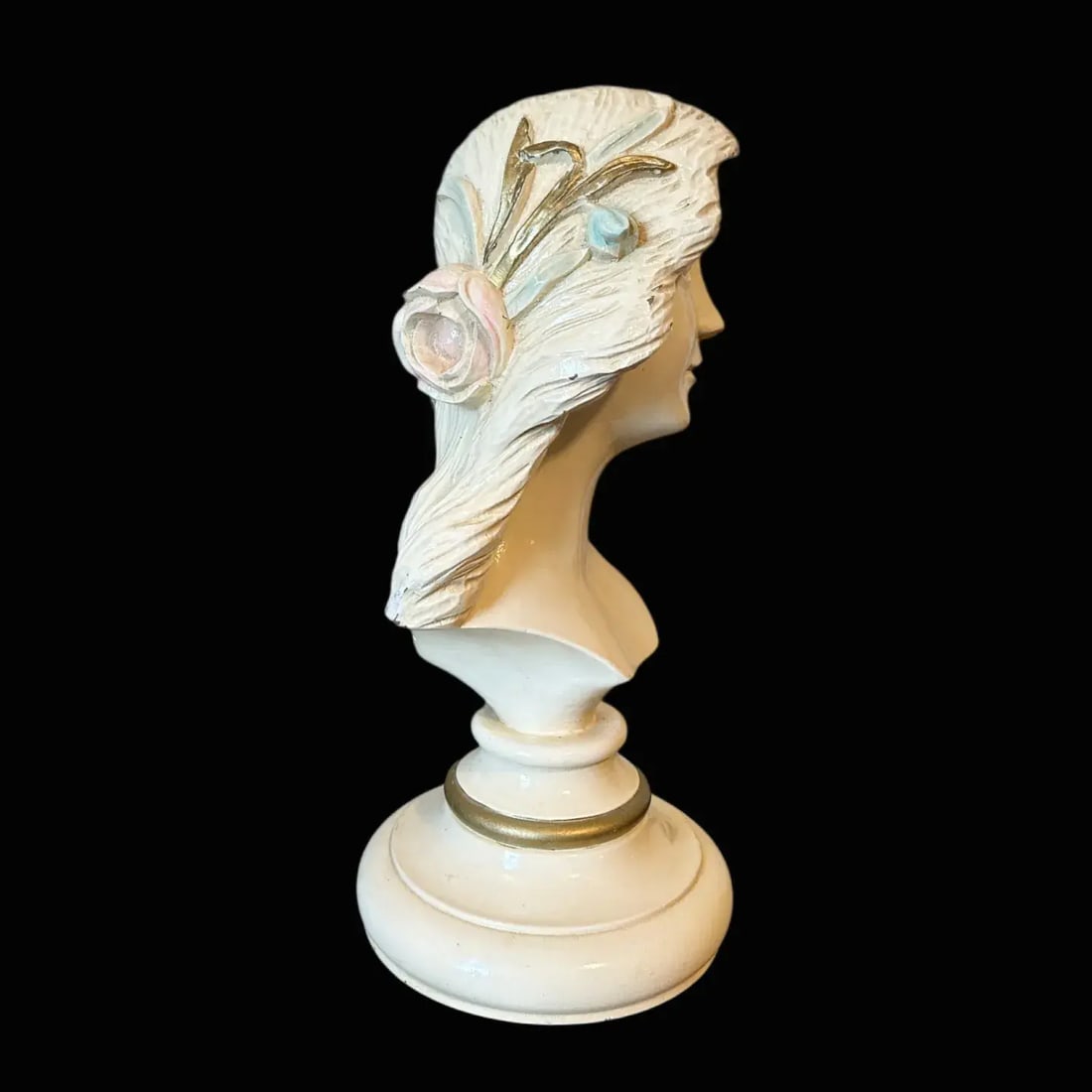 Large Vintage Hand Carved Wood Lady Bust - Paris Apartment - Chippy Shabby Chic - 3