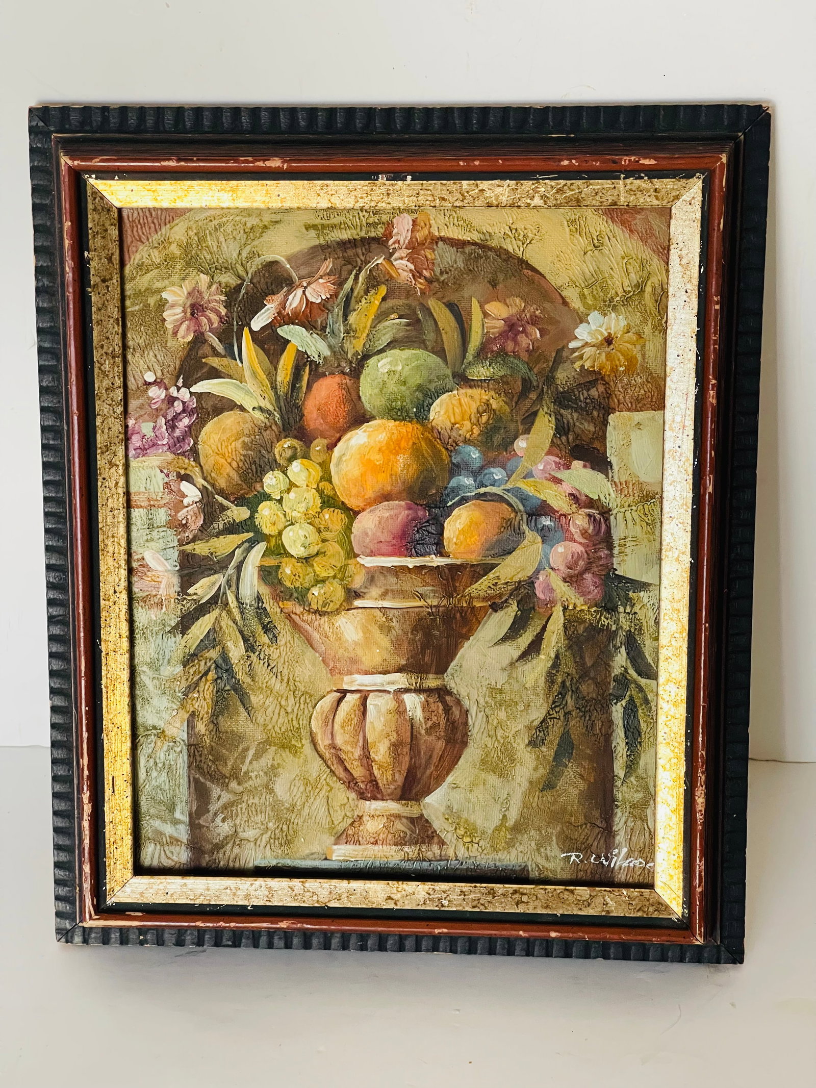 1960s Barock Revival Oil on Canvas Still Life Painting Signed Framed - 2