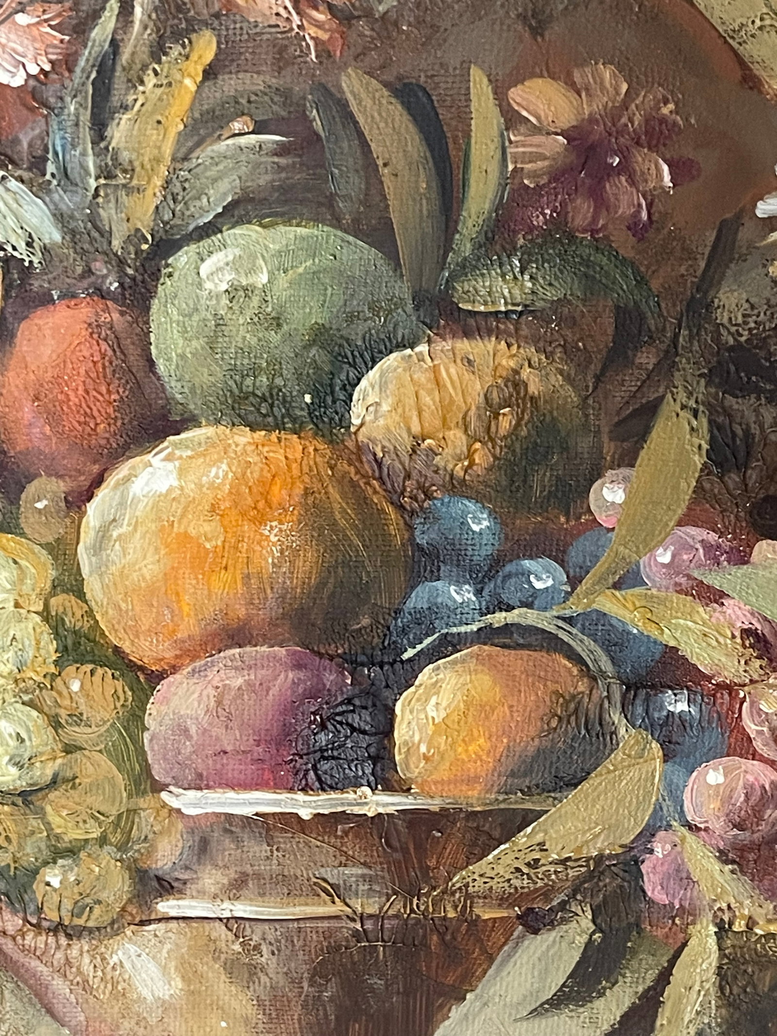1960s Barock Revival Oil on Canvas Still Life Painting Signed Framed - 4