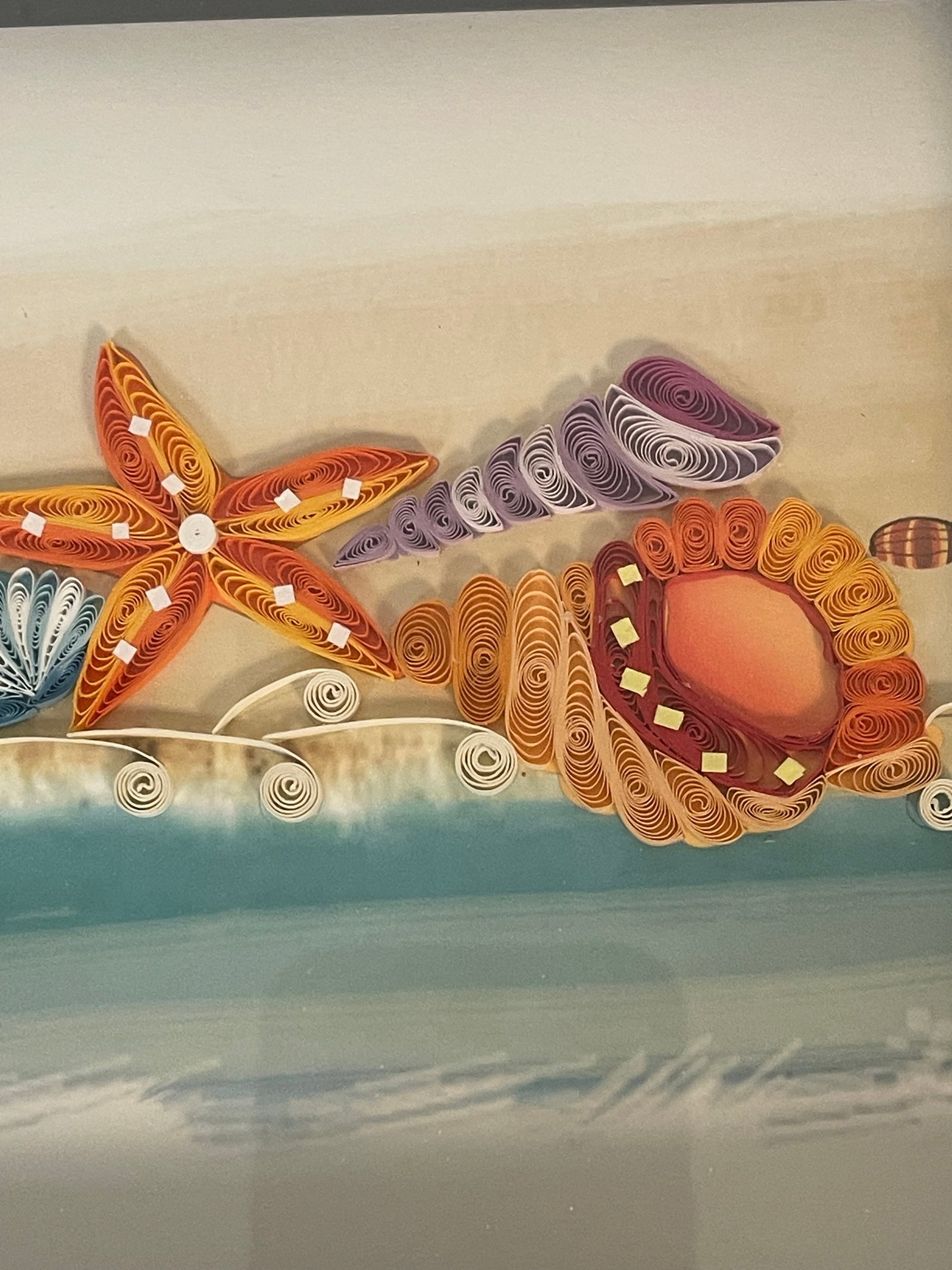 1970s Florida Coastal Collage Art Framed 6 PCS Set Sea Shells, . Pelicans - 3
