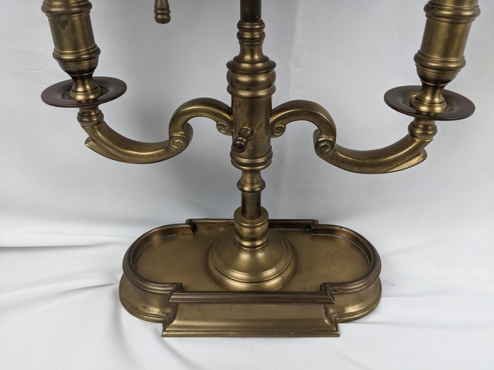 Wildwood Vintage Brass Bouillotte Style Two-Light Table Lamp With Black Tole Shade and Gilt Decorati - 13