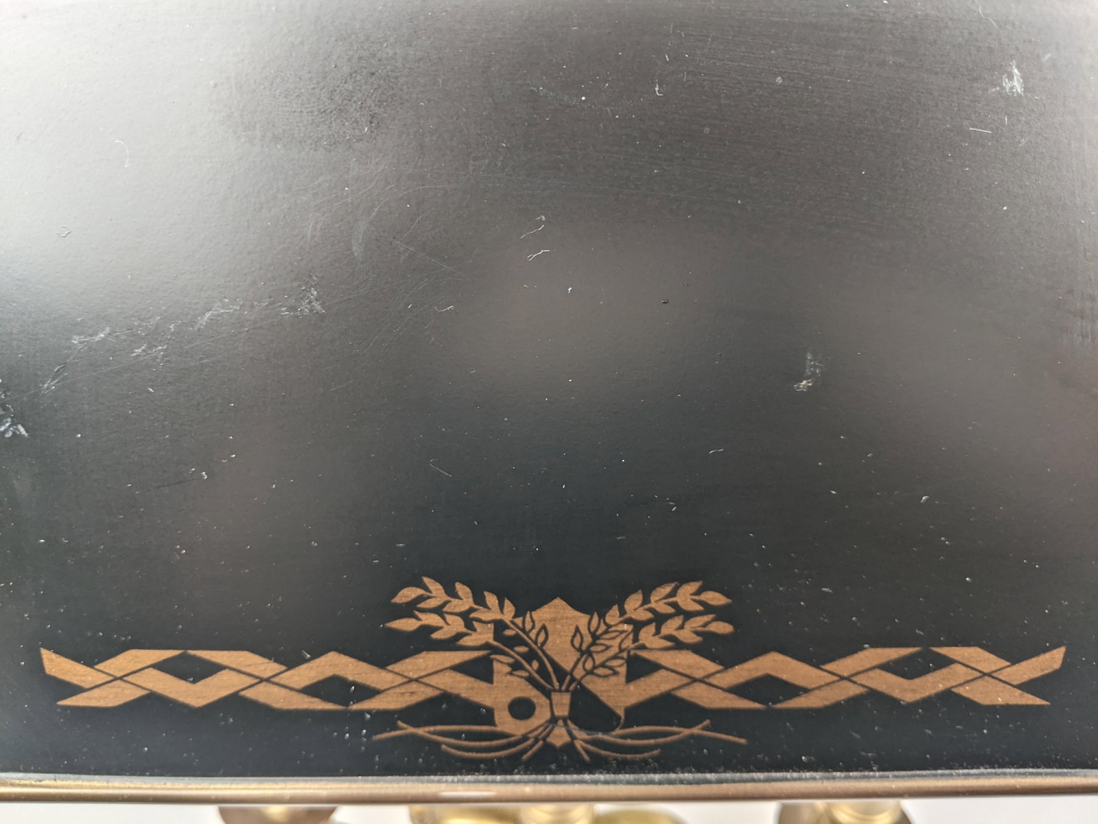 Wildwood Vintage Brass Bouillotte Style Two-Light Table Lamp With Black Tole Shade and Gilt Decorati - 8
