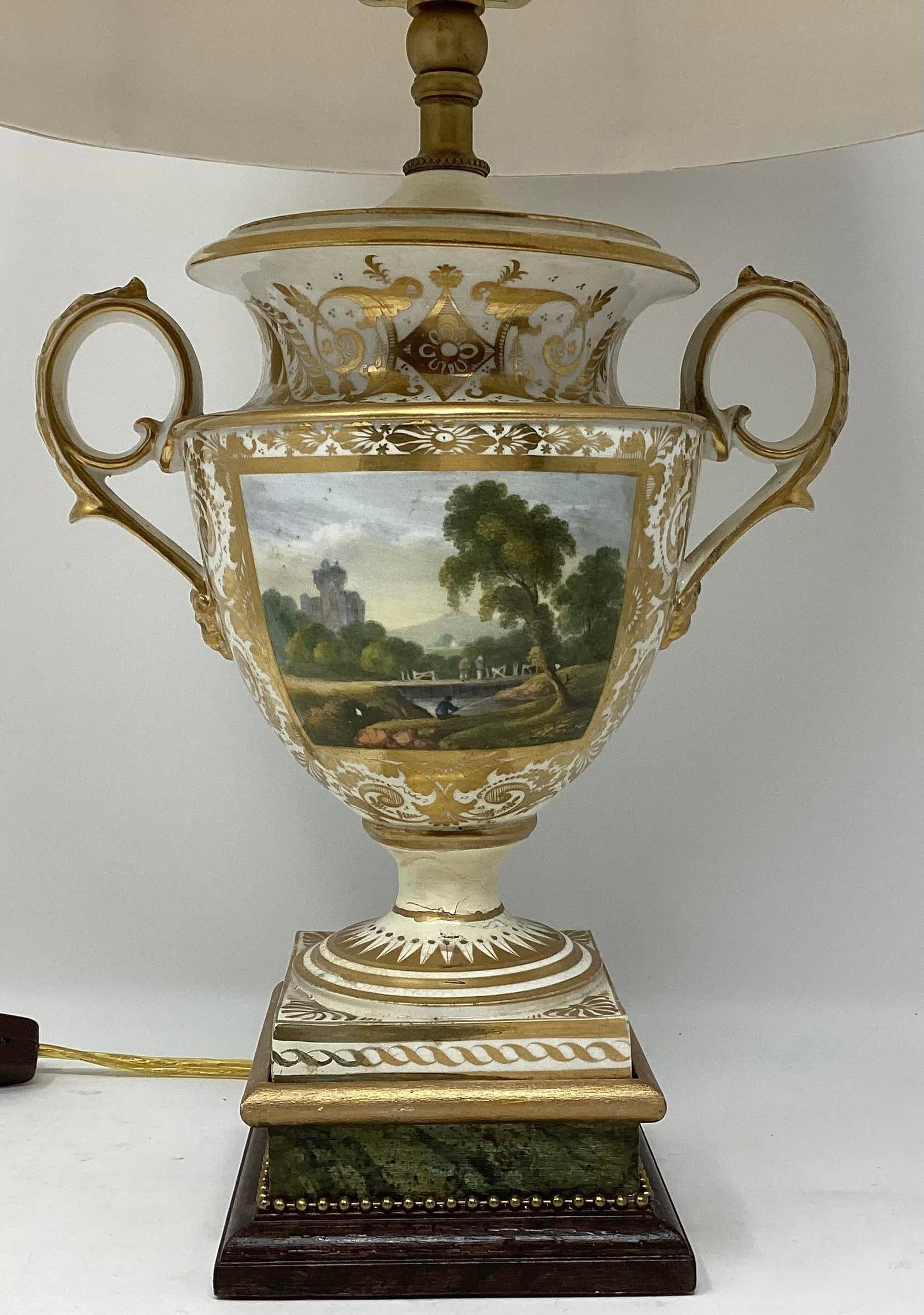 Antique Derby Porcelain Urn Made Into Lamp. - 2
