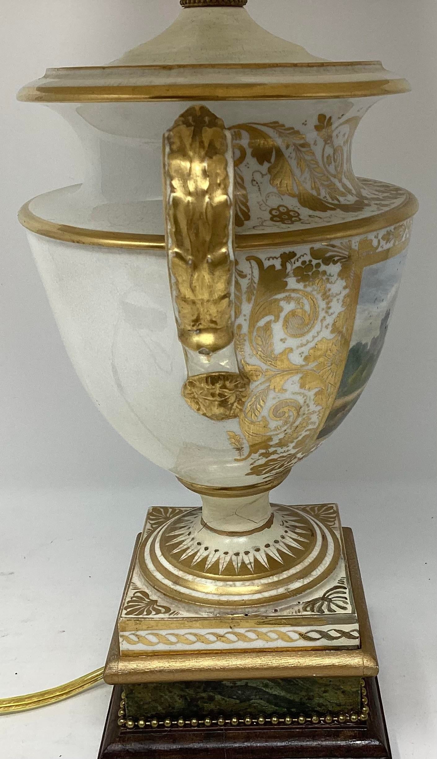 Antique Derby Porcelain Urn Made Into Lamp. - 5