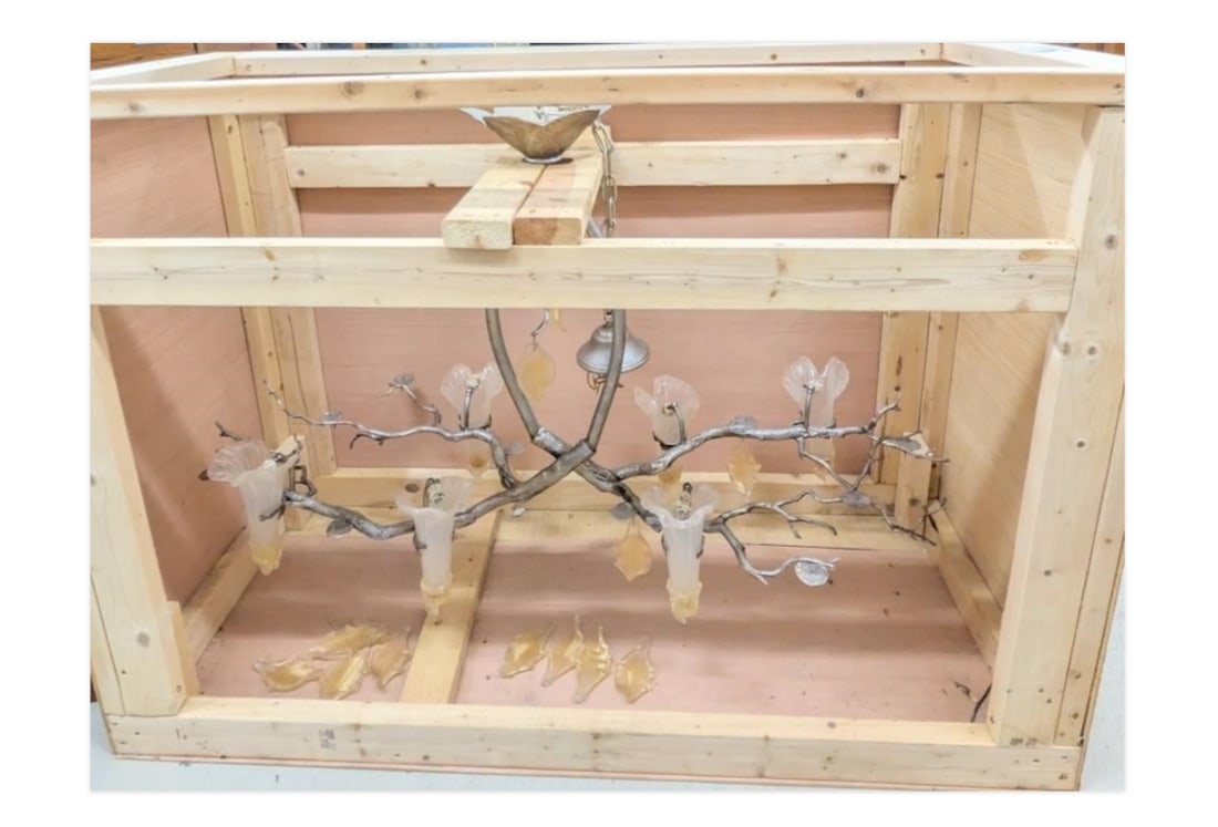 Vintage Murano Gold Flake Glass Chandelier With "Silver" Branches - 6