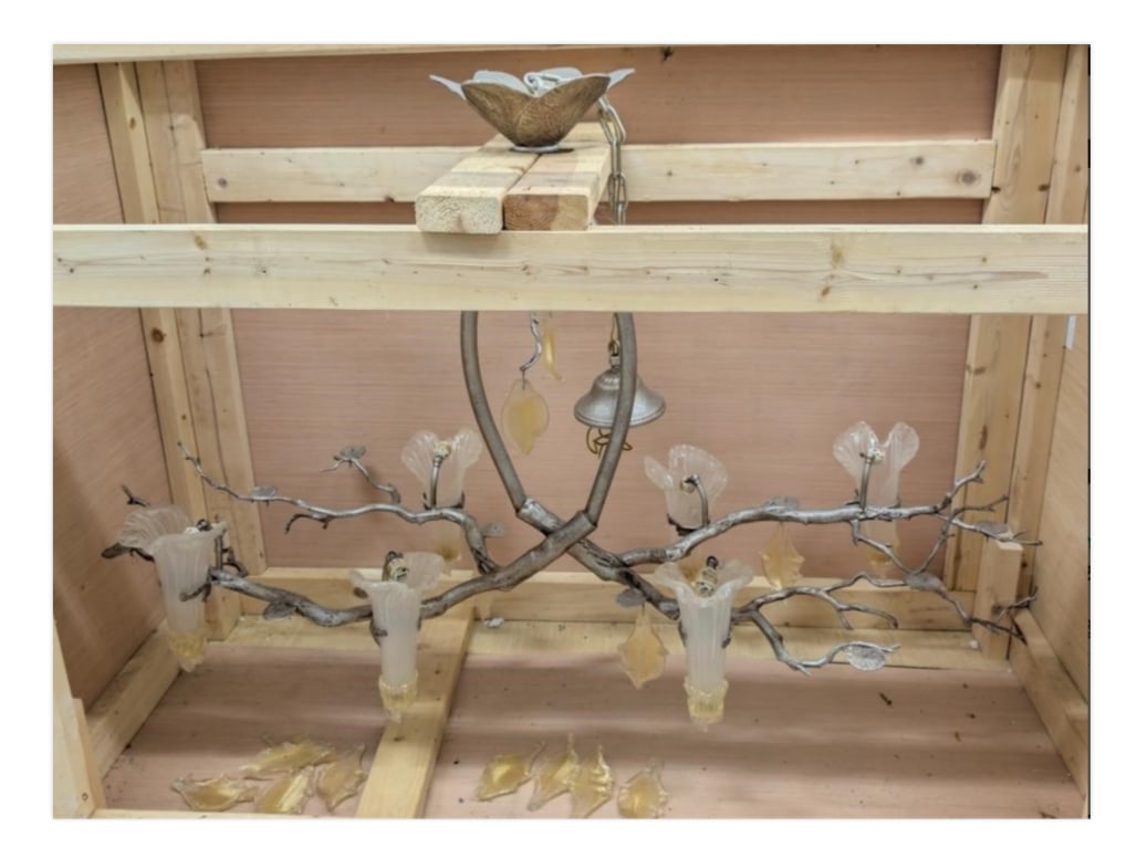 Vintage Murano Gold Flake Glass Chandelier With "Silver" Branches - 9