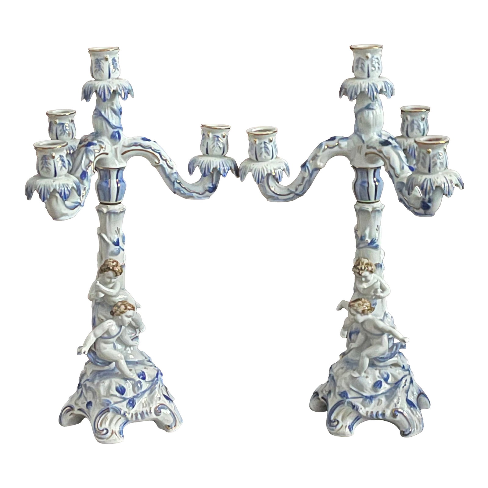 Vintage German Meisen Style Porcelain Figural 2 Parts Candleholders (1 of 11)