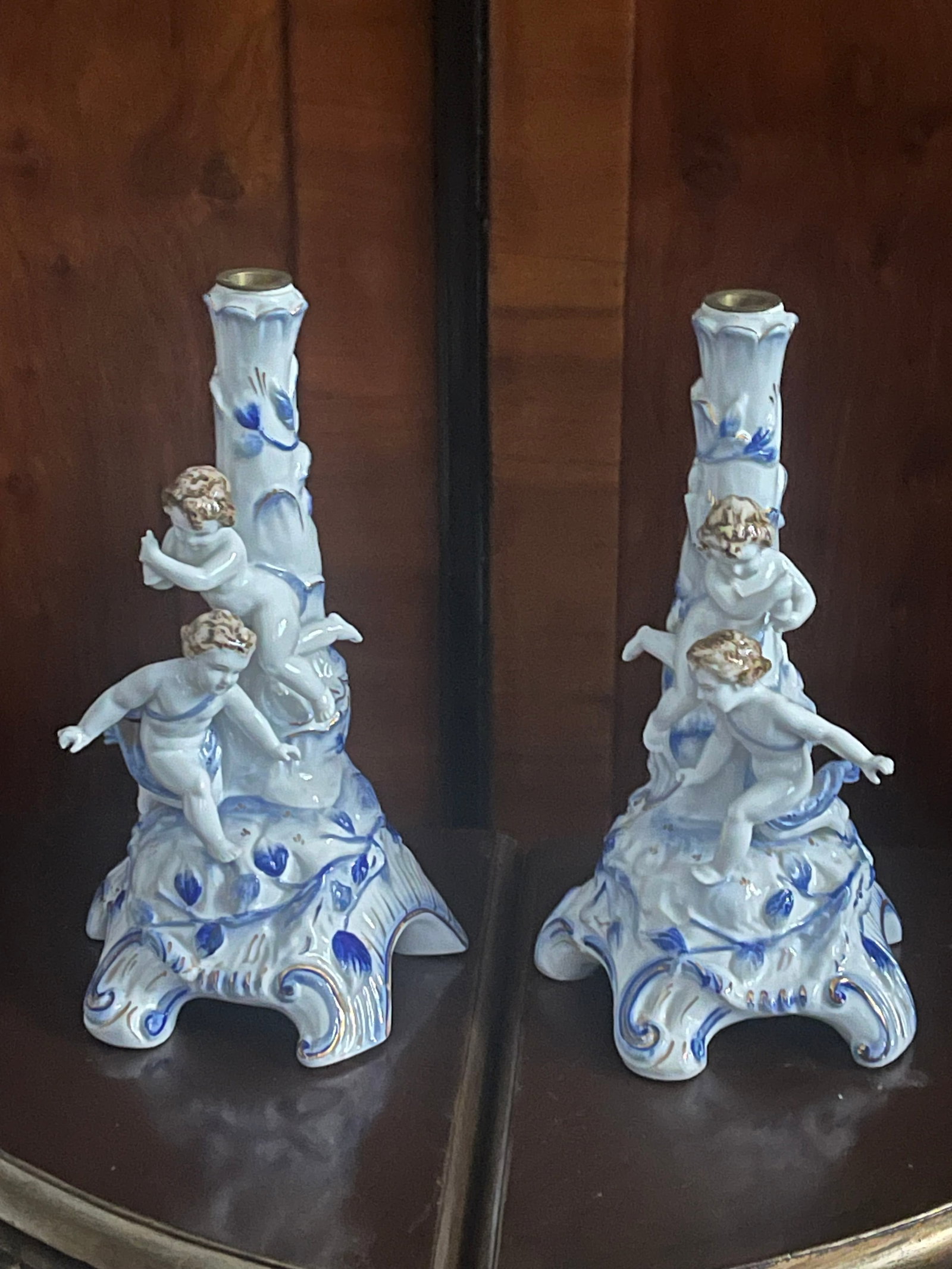 Vintage German Meisen Style Porcelain Figural 2 Parts Candleholders - 3