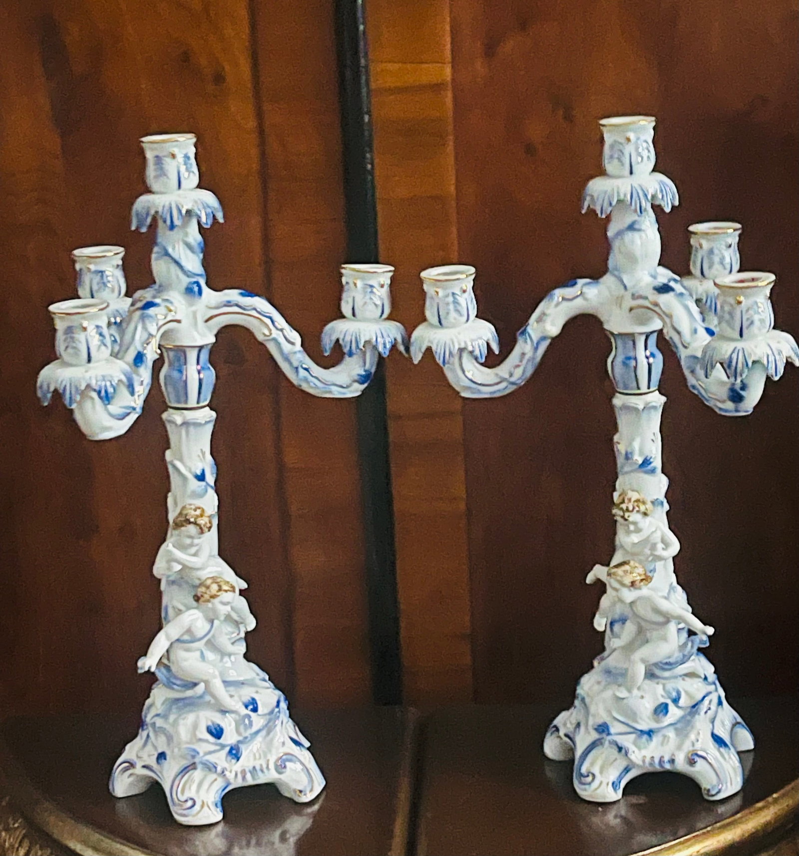 Vintage German Meisen Style Porcelain Figural 2 Parts Candleholders - 4