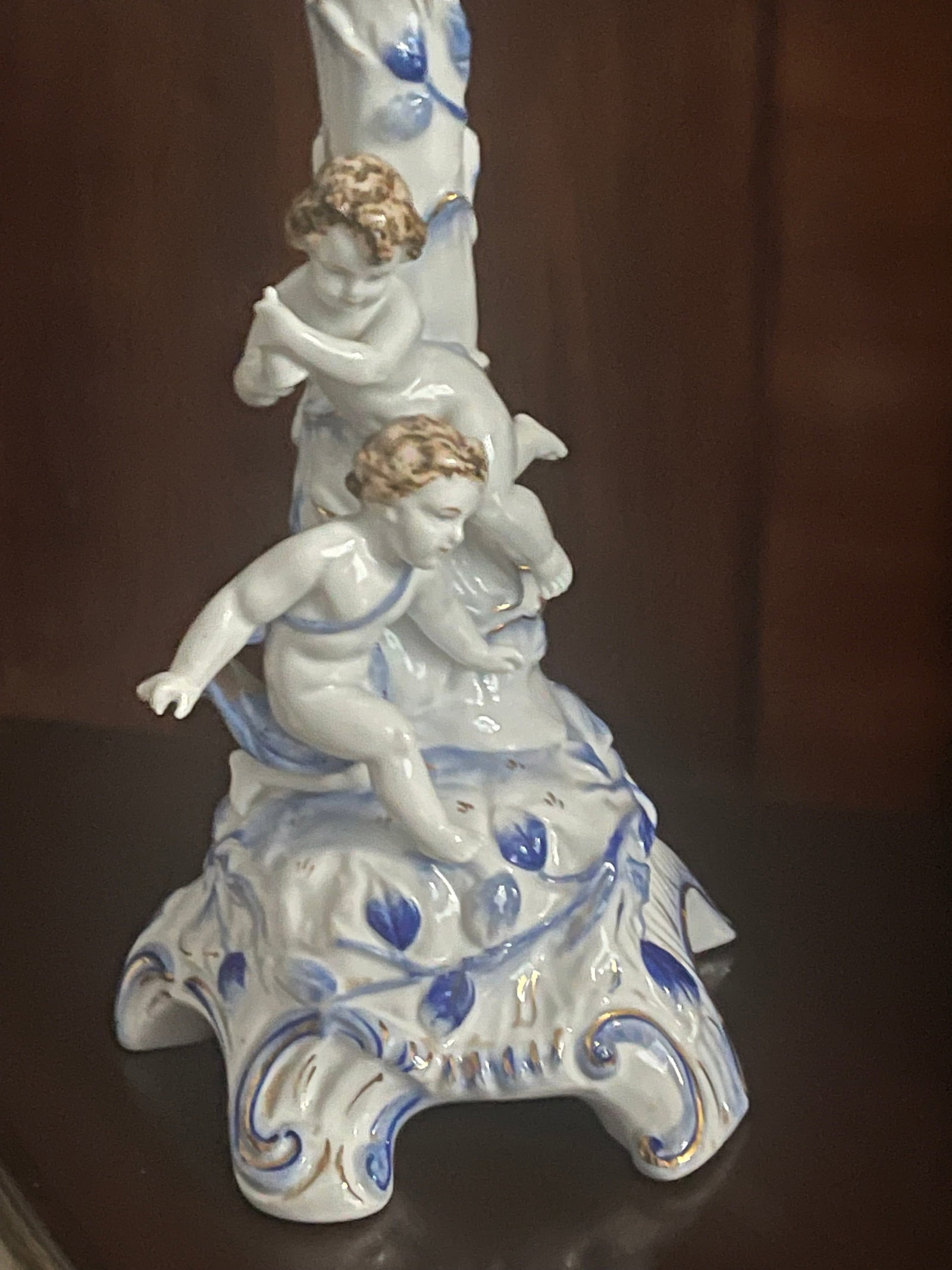 Vintage German Meisen Style Porcelain Figural 2 Parts Candleholders - 5