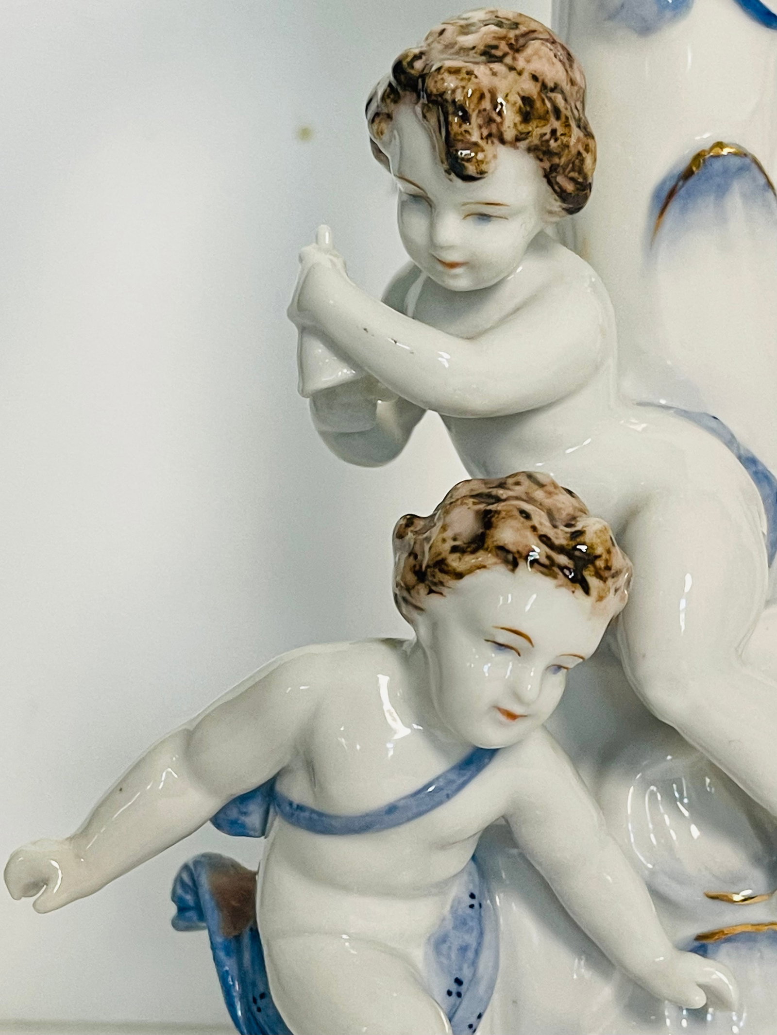 Vintage German Meisen Style Porcelain Figural 2 Parts Candleholders - 7