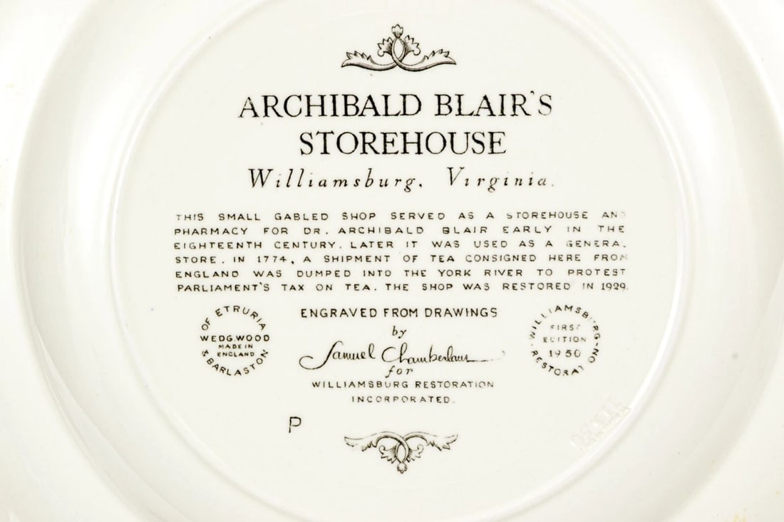 Mid 20th Century English Wedgwood Williamsburg Restoration Transferware Plates, Set of 12 - 9