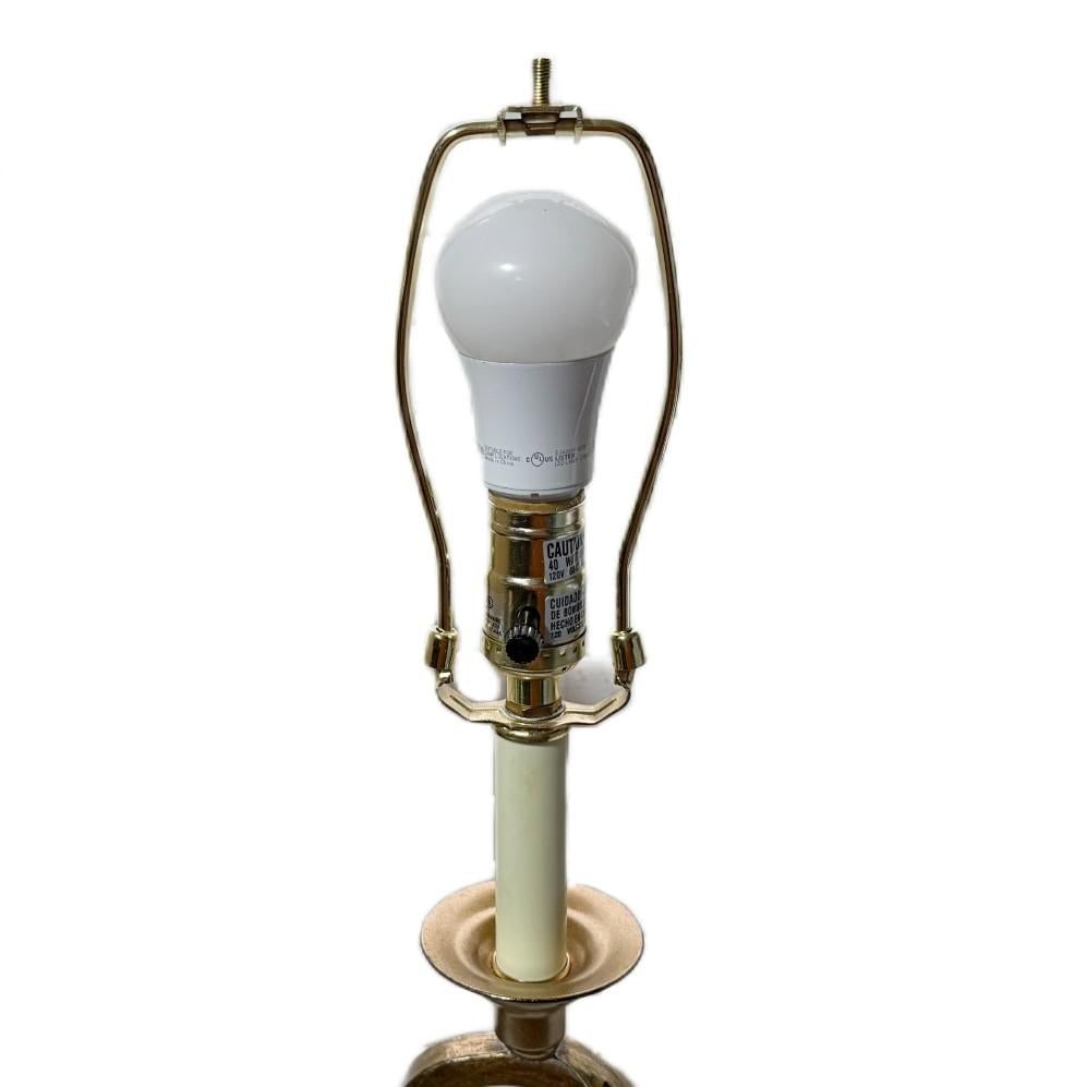 Vintage Art Deco Hollywood Regency Twin Toleware Table Lamp - 5
