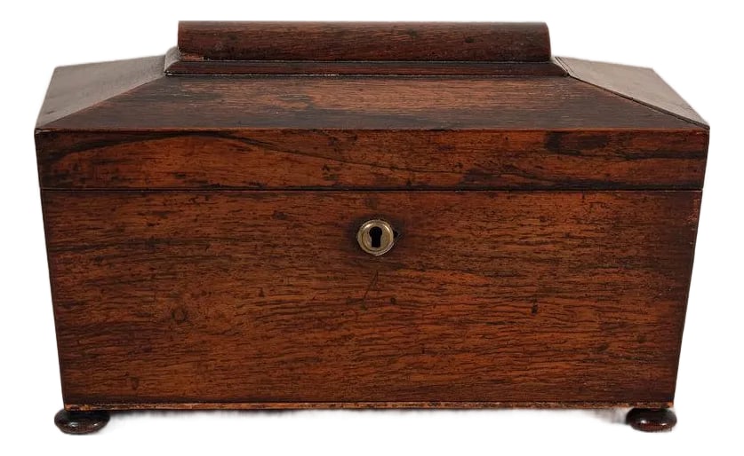 William IV Rosewood Tea Caddy With Original Fittings on Bun Feet (C. 1835) (1 of 6)
