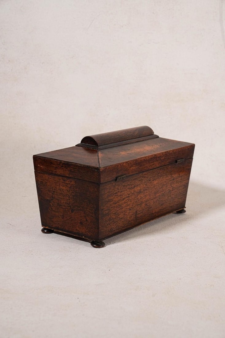 William IV Rosewood Tea Caddy With Original Fittings on Bun Feet (C. 1835) - 6