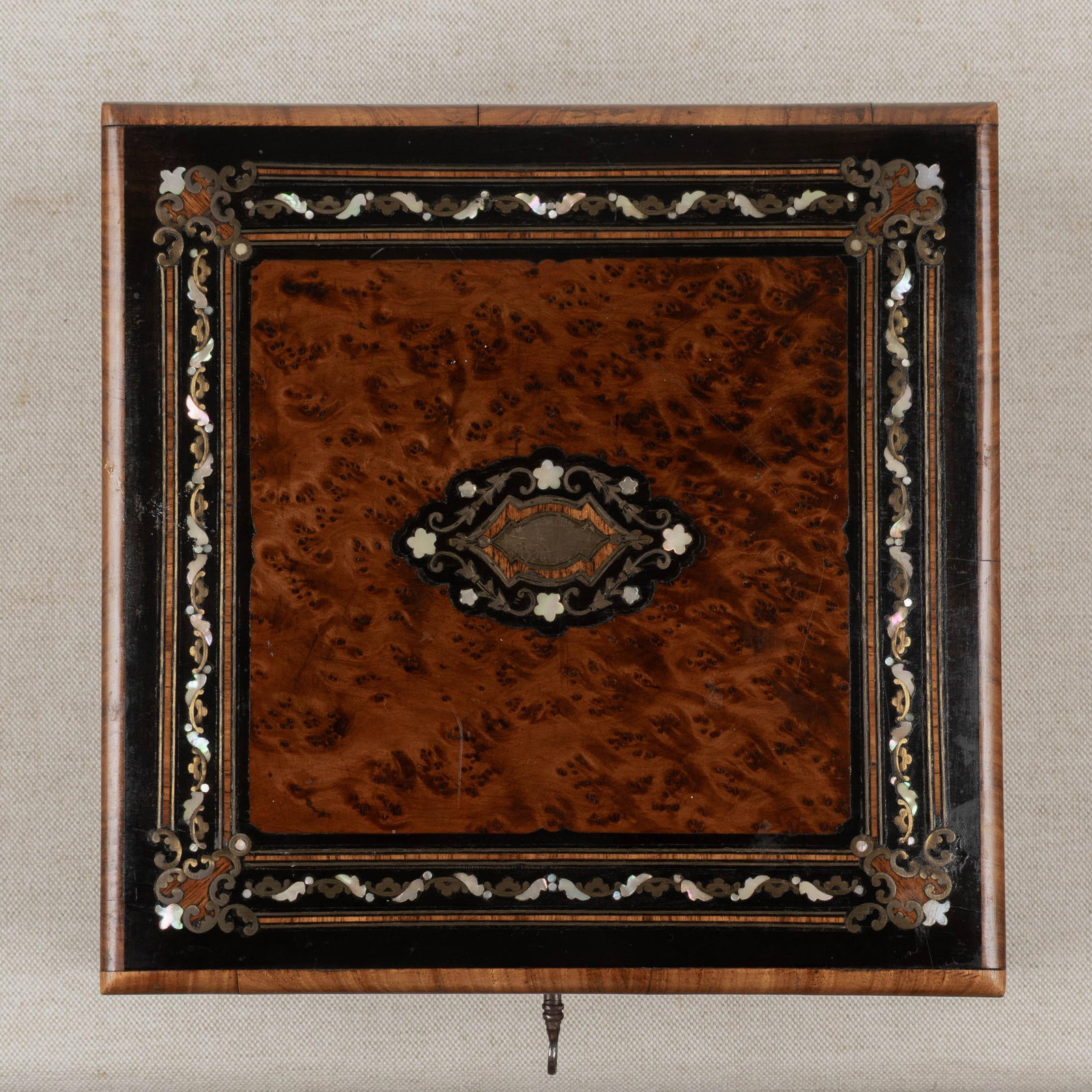 19th Century Napoleon III Marquetry Box, Mother of Pearl Inlay - 3