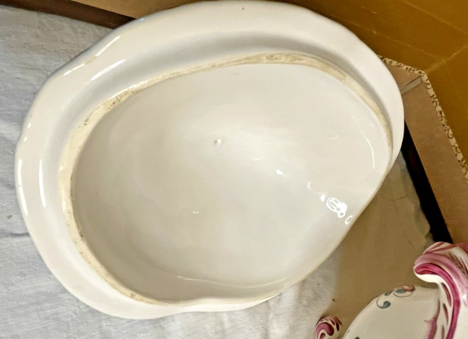 Vintage Handpainted French Old Strassbourg Style Faience Vegetable Tureen - 9