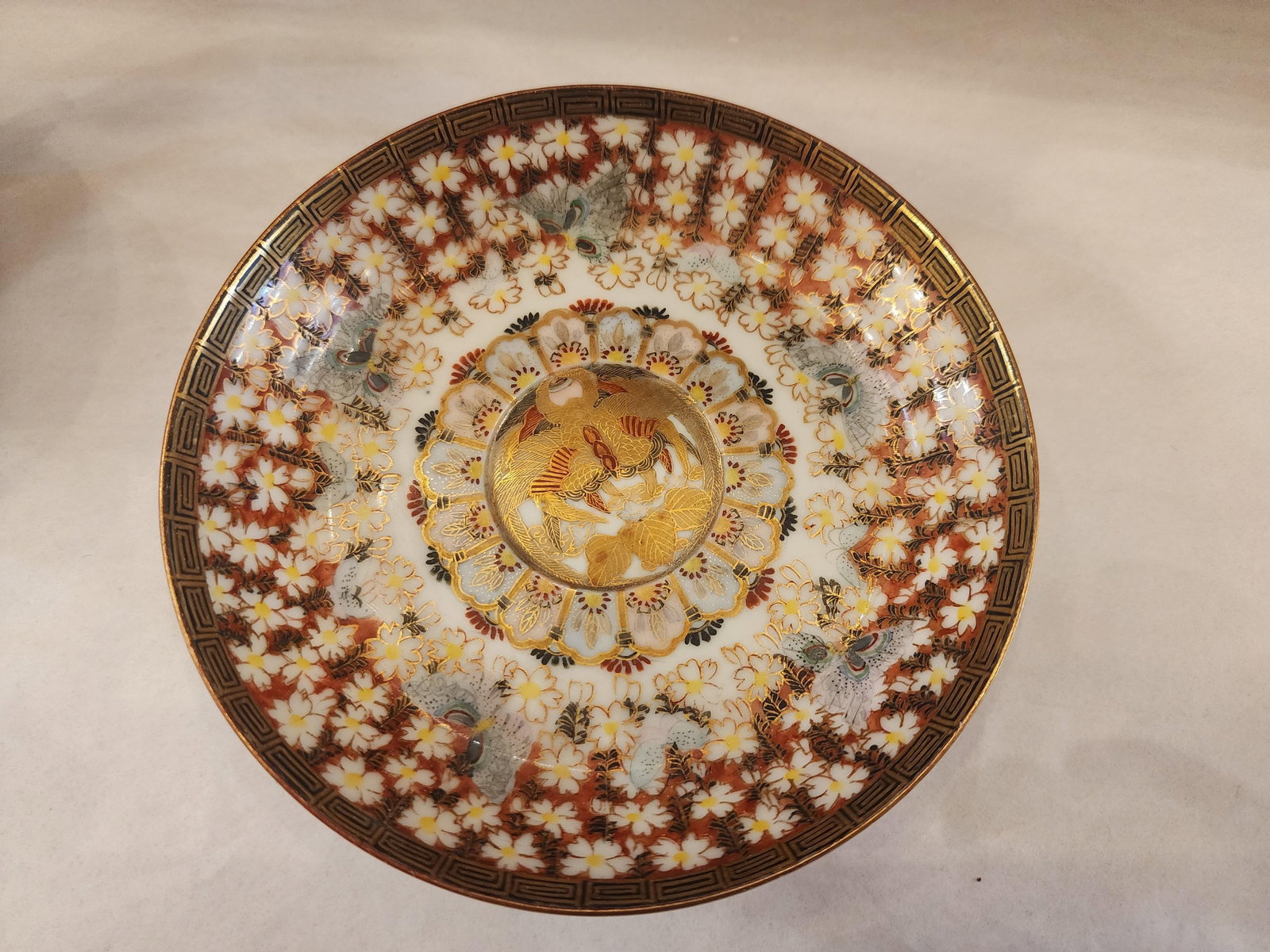 Antique Signed Moriage Japanese Tea Cup, Saucer and Lid/Tea Bag Rest. - 7