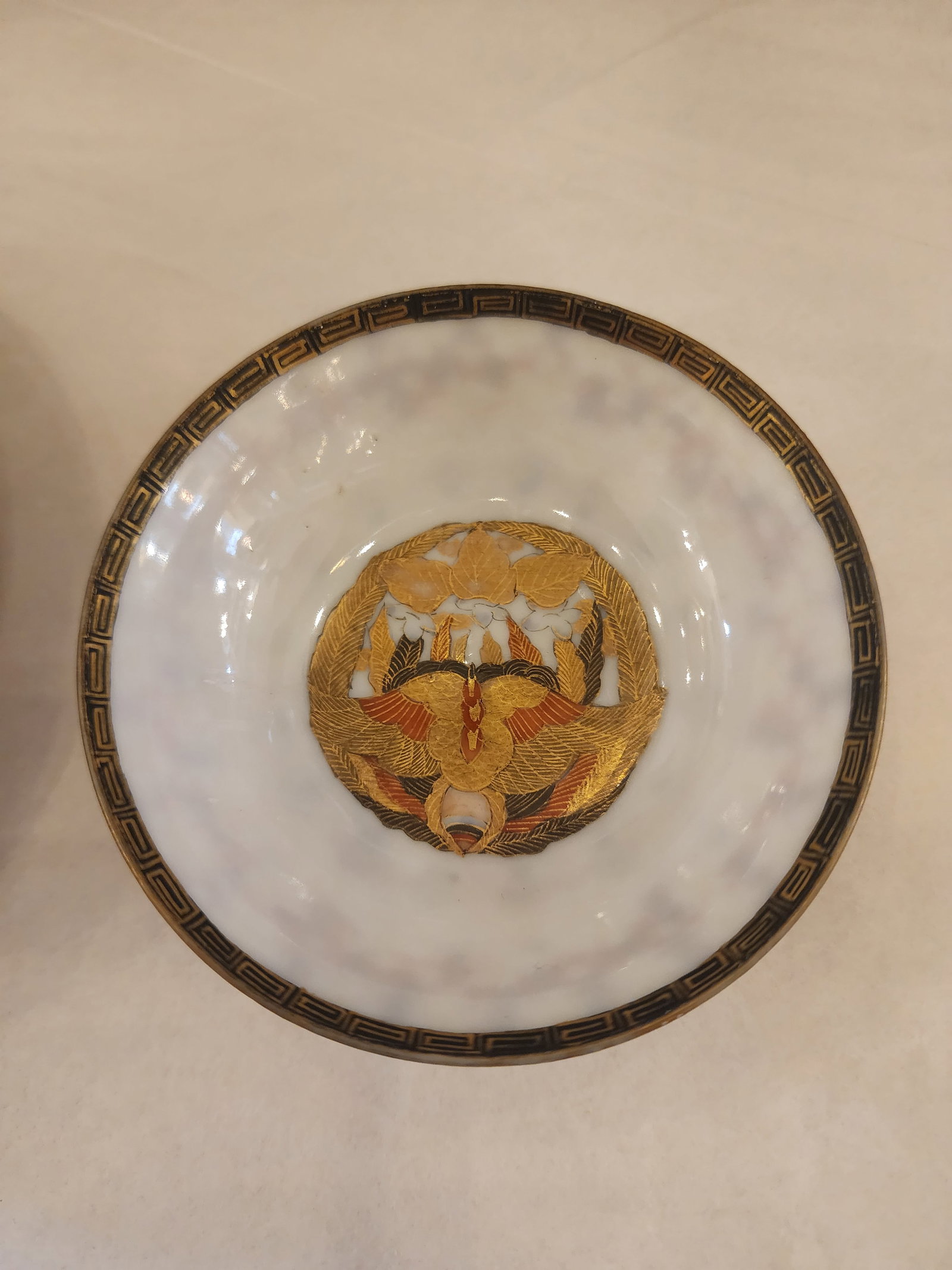 Antique Signed Moriage Japanese Tea Cup, Saucer and Lid/Tea Bag Rest. - 9