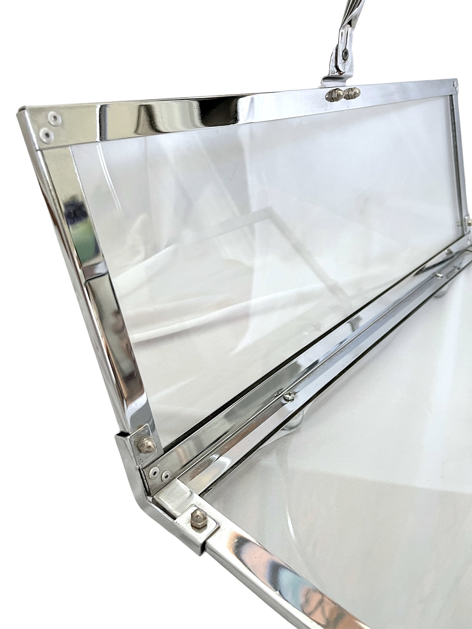 Danny Alessandro Chrome & Glass Fireplace Log Holder / Magazine Rack, Italy, 1970s - 10