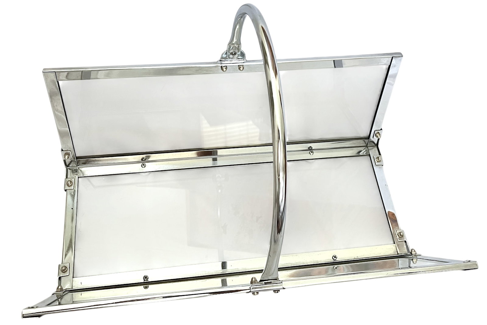 Danny Alessandro Chrome & Glass Fireplace Log Holder / Magazine Rack, Italy, 1970s - 4