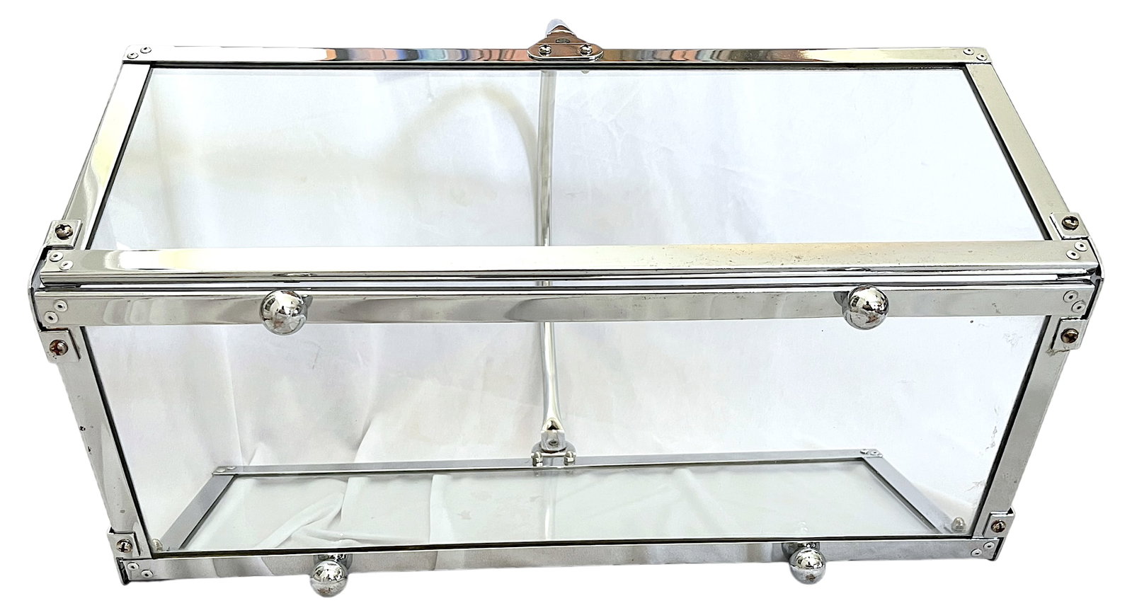 Danny Alessandro Chrome & Glass Fireplace Log Holder / Magazine Rack, Italy, 1970s - 8