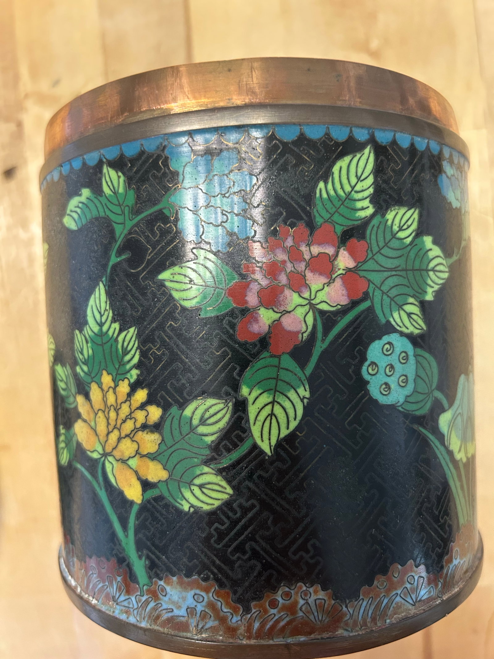 Antique Cloisonne Tea Caddy - 11
