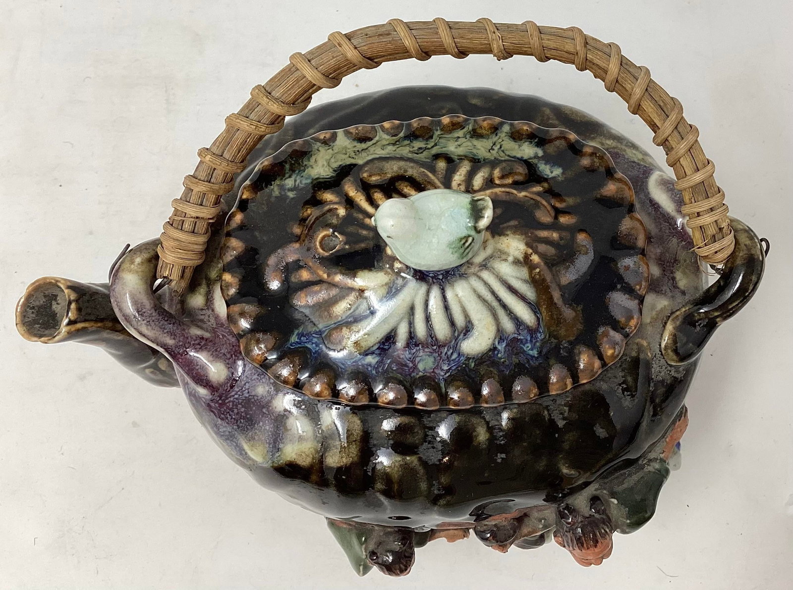 Antique Sumida Gawa Art Pottery Teapot - 4