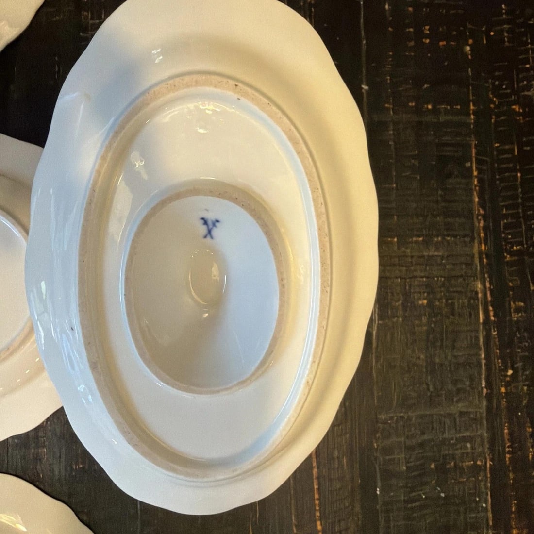Late 19th Century Meissen MS220 7inch Plates (7) Plus Matching Gravy Boat - 12