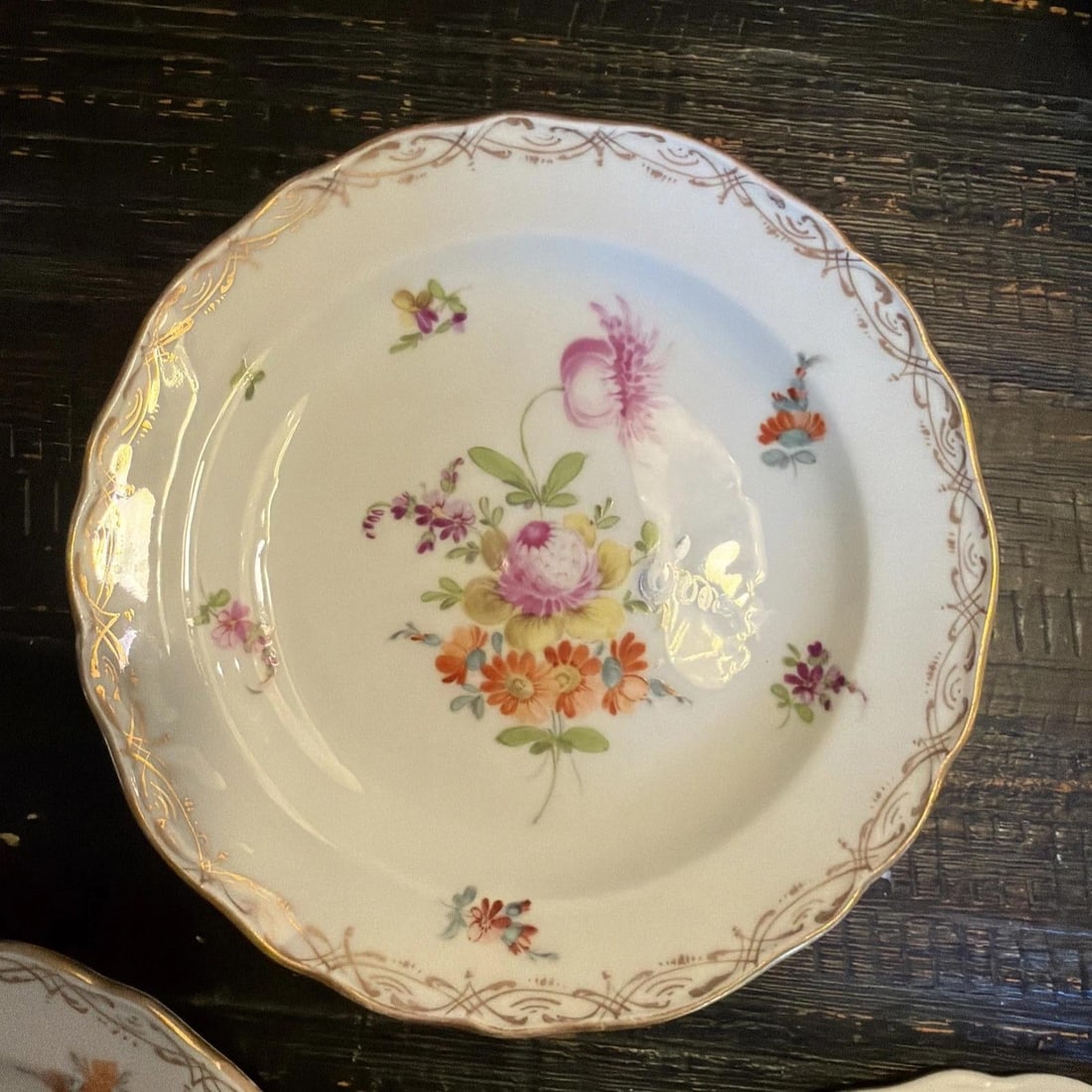 Late 19th Century Meissen MS220 7inch Plates (7) Plus Matching Gravy Boat - 7