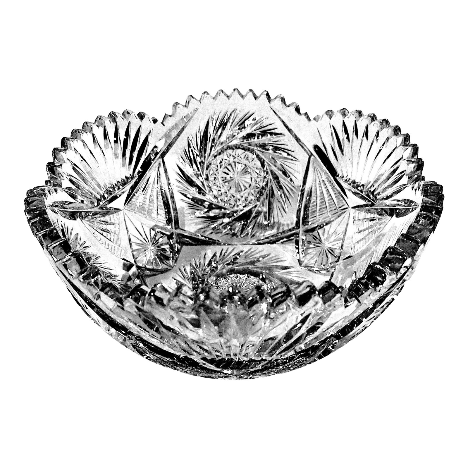 Early 20th Century American Brilliant Period Cut Crystal Glass Bowl 9" Diameter (1 of 9)