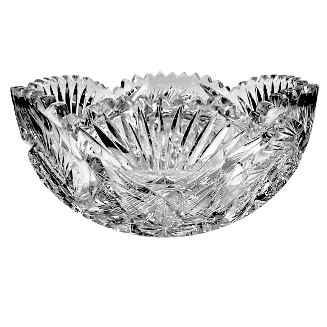 Early 20th Century American Brilliant Period Cut Crystal Glass Bowl 9" Diameter - 3