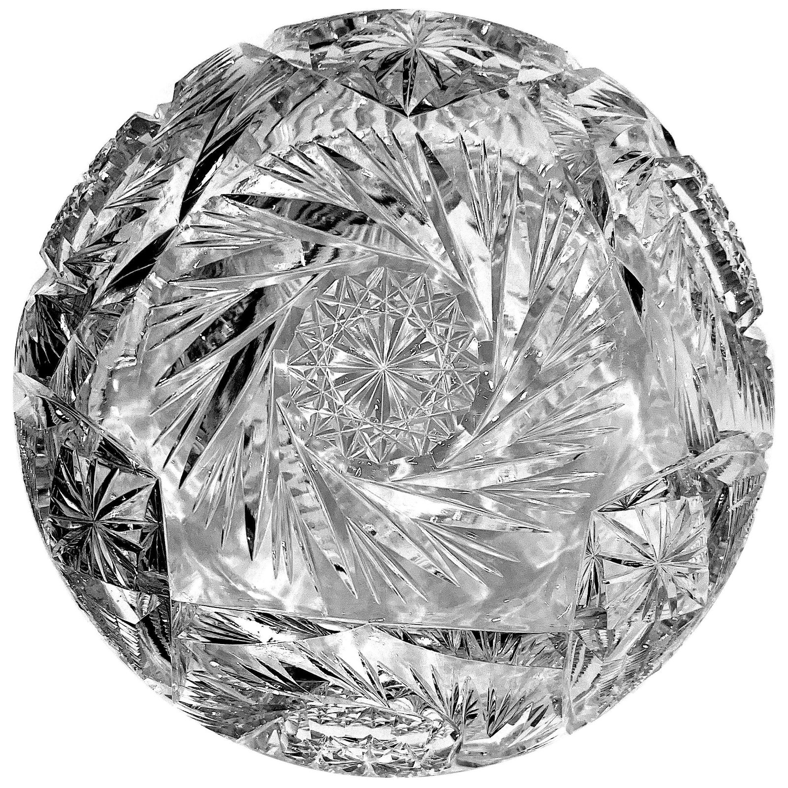 Early 20th Century American Brilliant Period Cut Crystal Glass Bowl 9" Diameter - 8