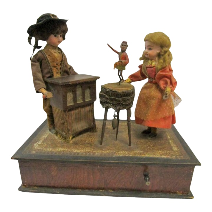 Automaton German Zinner & Sohn Musical Toy W Children & Organ Grinder Monkey (1 of 16)