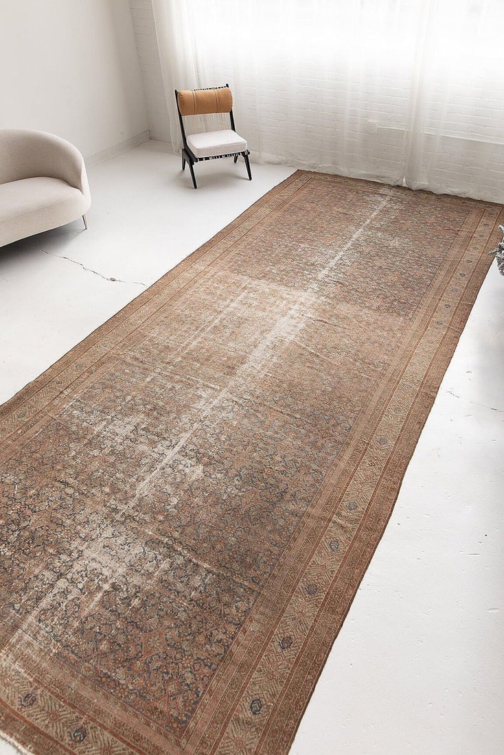 Vintage Distressed Malayer Rug - Gallery Size 7 X 17 - 5