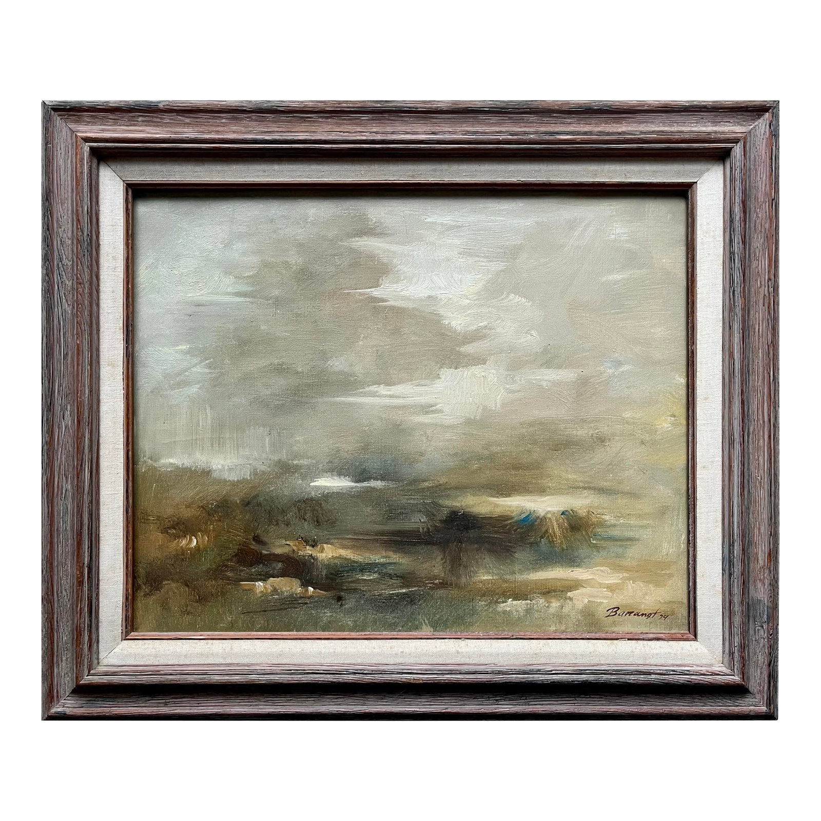Abstract Impressionistic Seascape "Shoreline Scene" by Robert Baranet = Oil on Canvas - Framed (1 of 8)