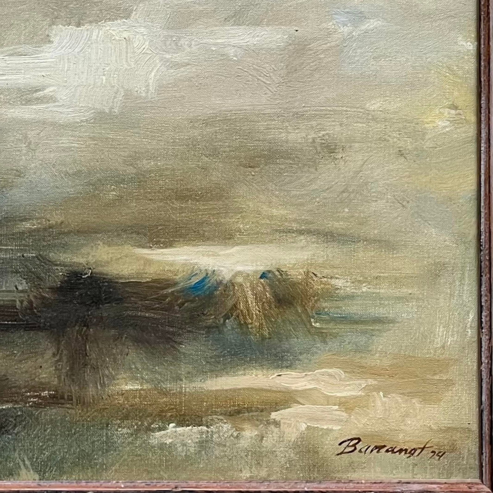 Abstract Impressionistic Seascape "Shoreline Scene" by Robert Baranet = Oil on Canvas - Framed - 6