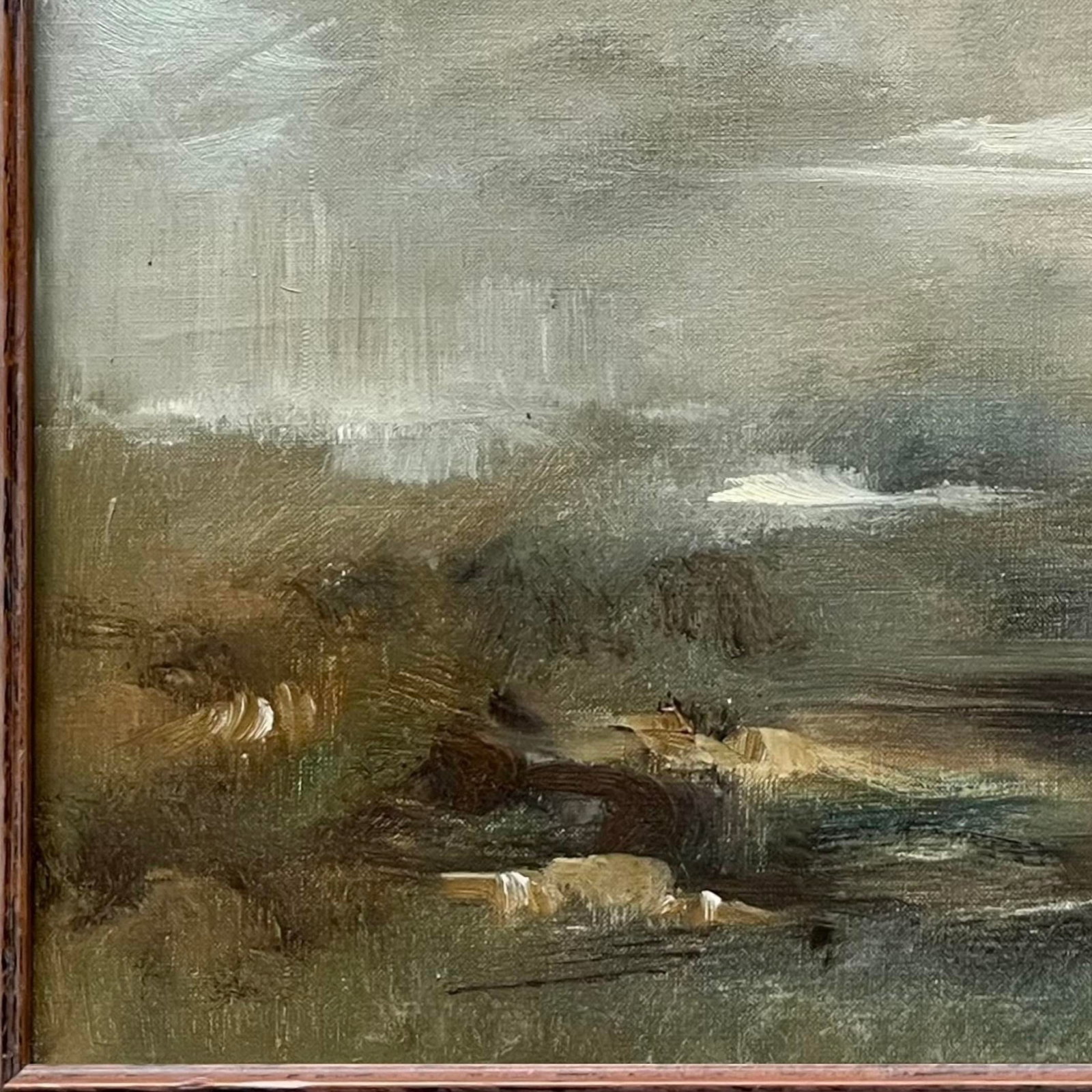 Abstract Impressionistic Seascape "Shoreline Scene" by Robert Baranet = Oil on Canvas - Framed - 7