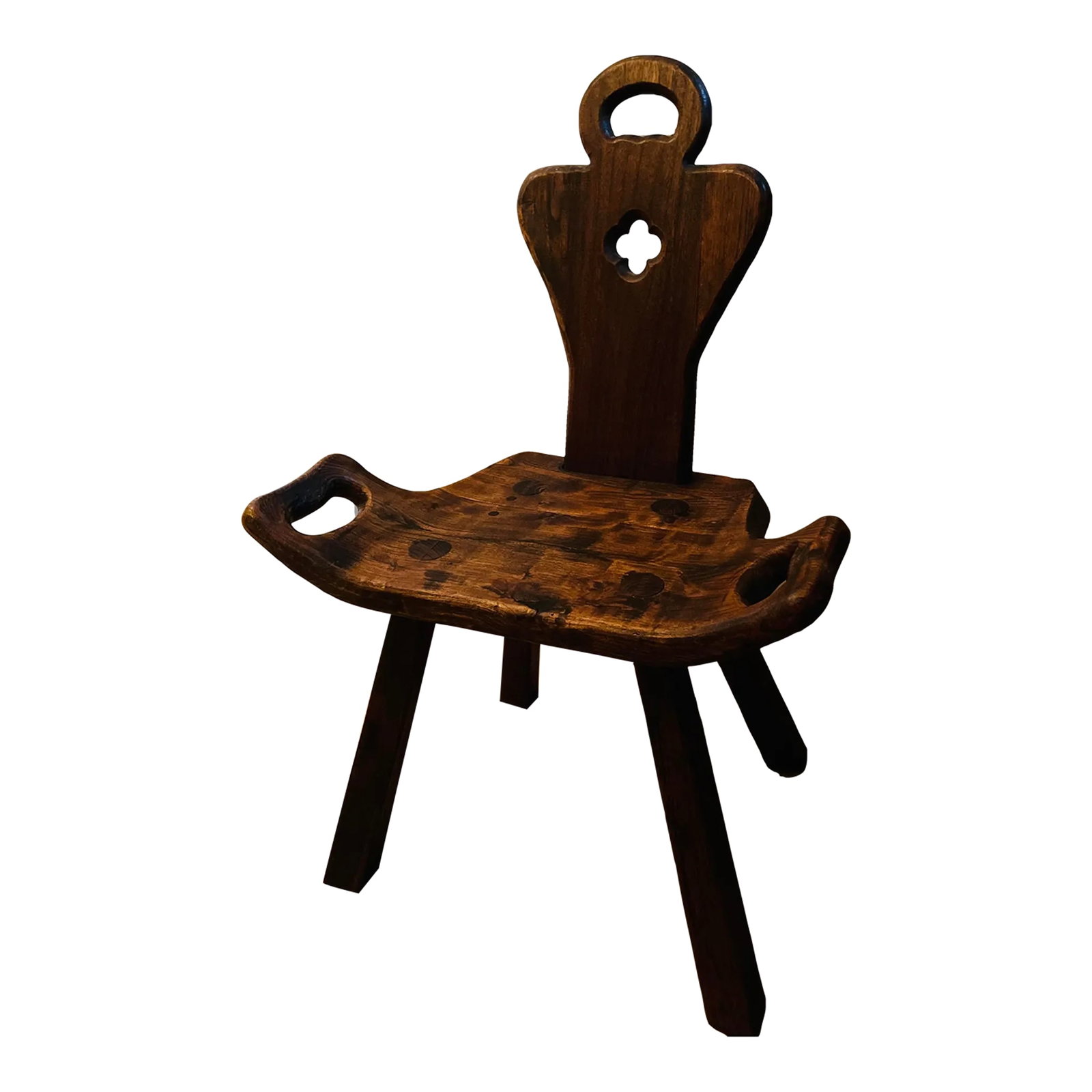 Mid-Century Arts and Crafts-Inspired Four-Legged German Birthing Chair: Mid-century wooden arts-and-craft inspired German birthing chair on four legs. Condition: Alterations: Original Condition Unaltered Imperfections: Some Imperfections Condition Notes: Wear consistent w