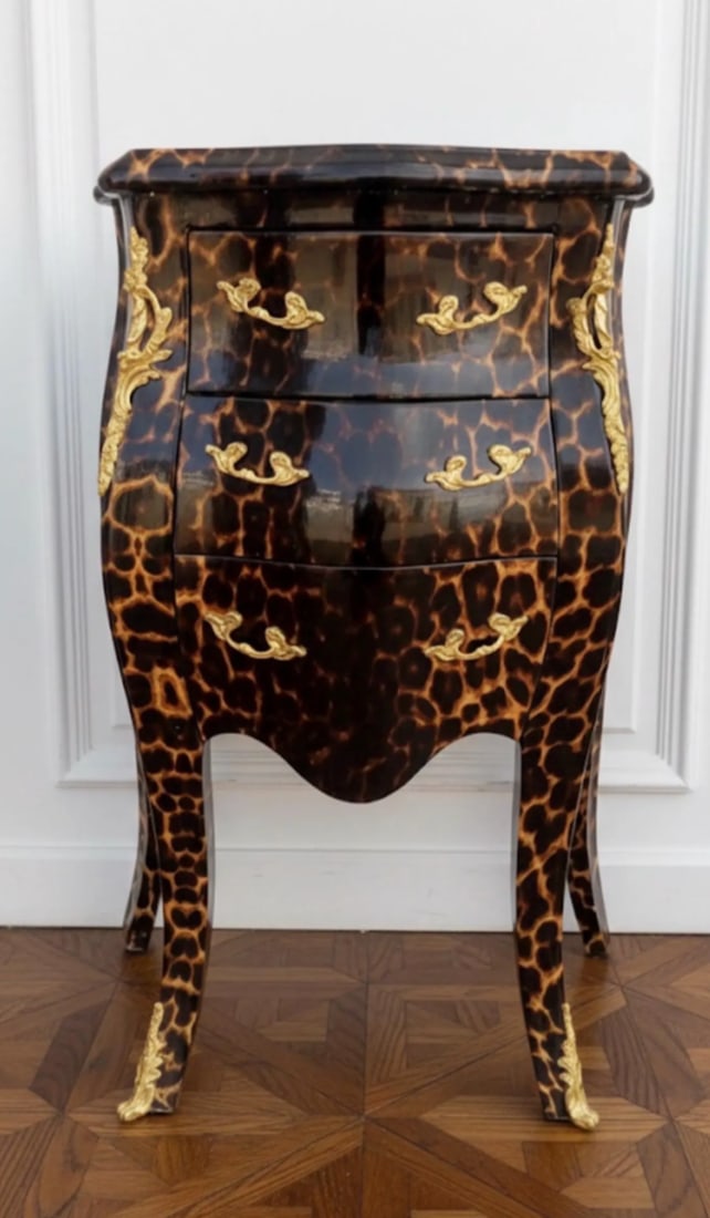 1960s Leopard Chest of Drawers Side Table Nightstand Animal Print Accent Table - 2