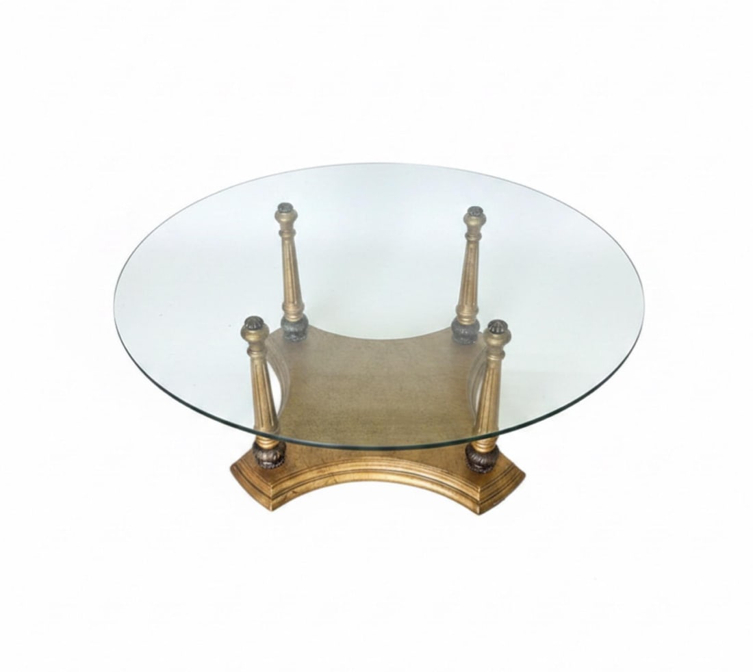 Vintage Italian-Style Gilded Neoclassical Coffee Table - 2