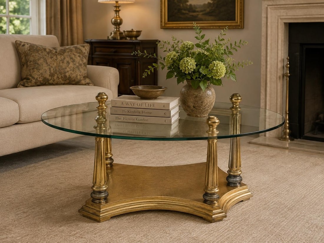 Vintage Italian-Style Gilded Neoclassical Coffee Table - 7