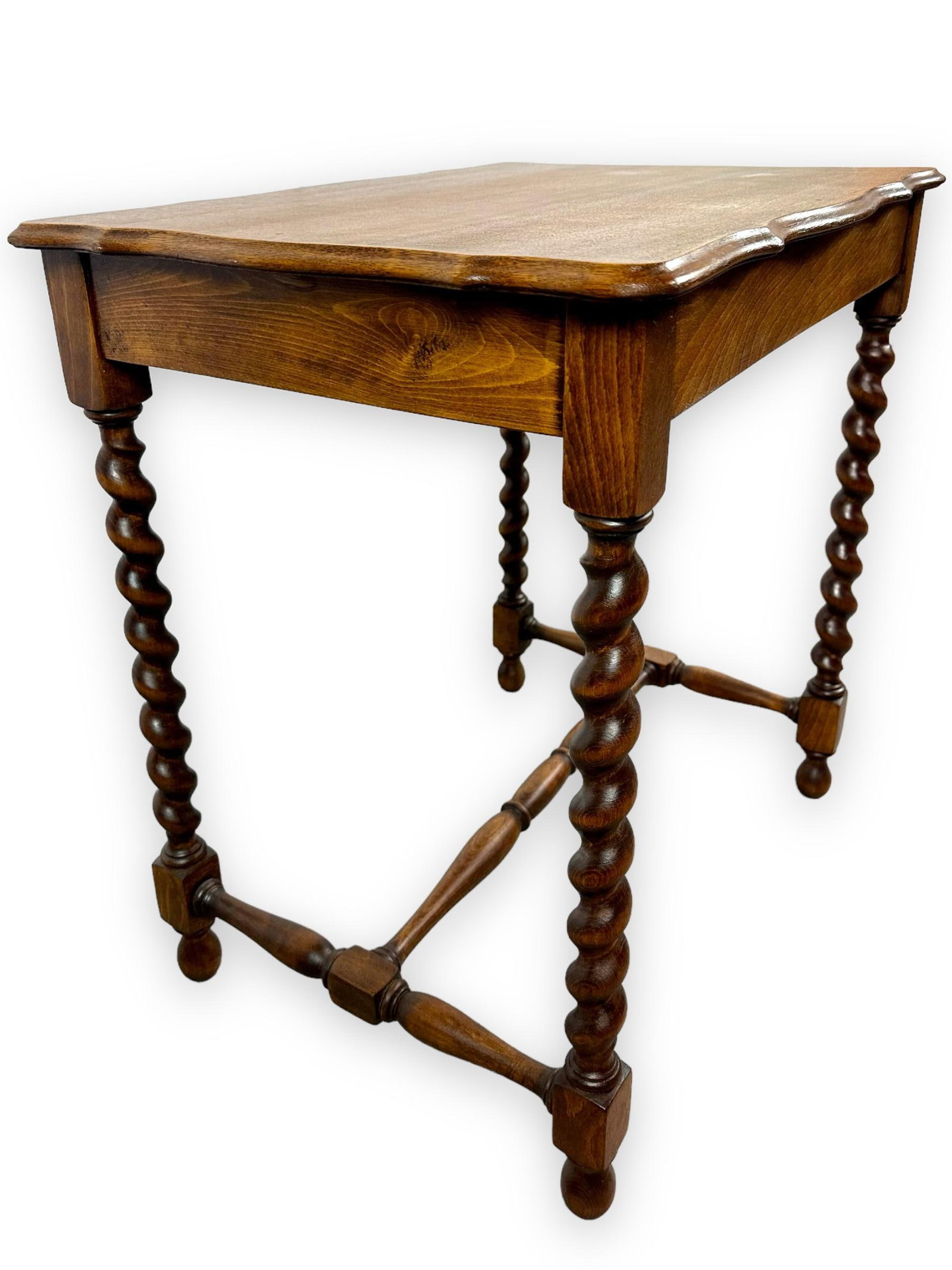 Vintage Oak Barley-Twist Side Table - 2