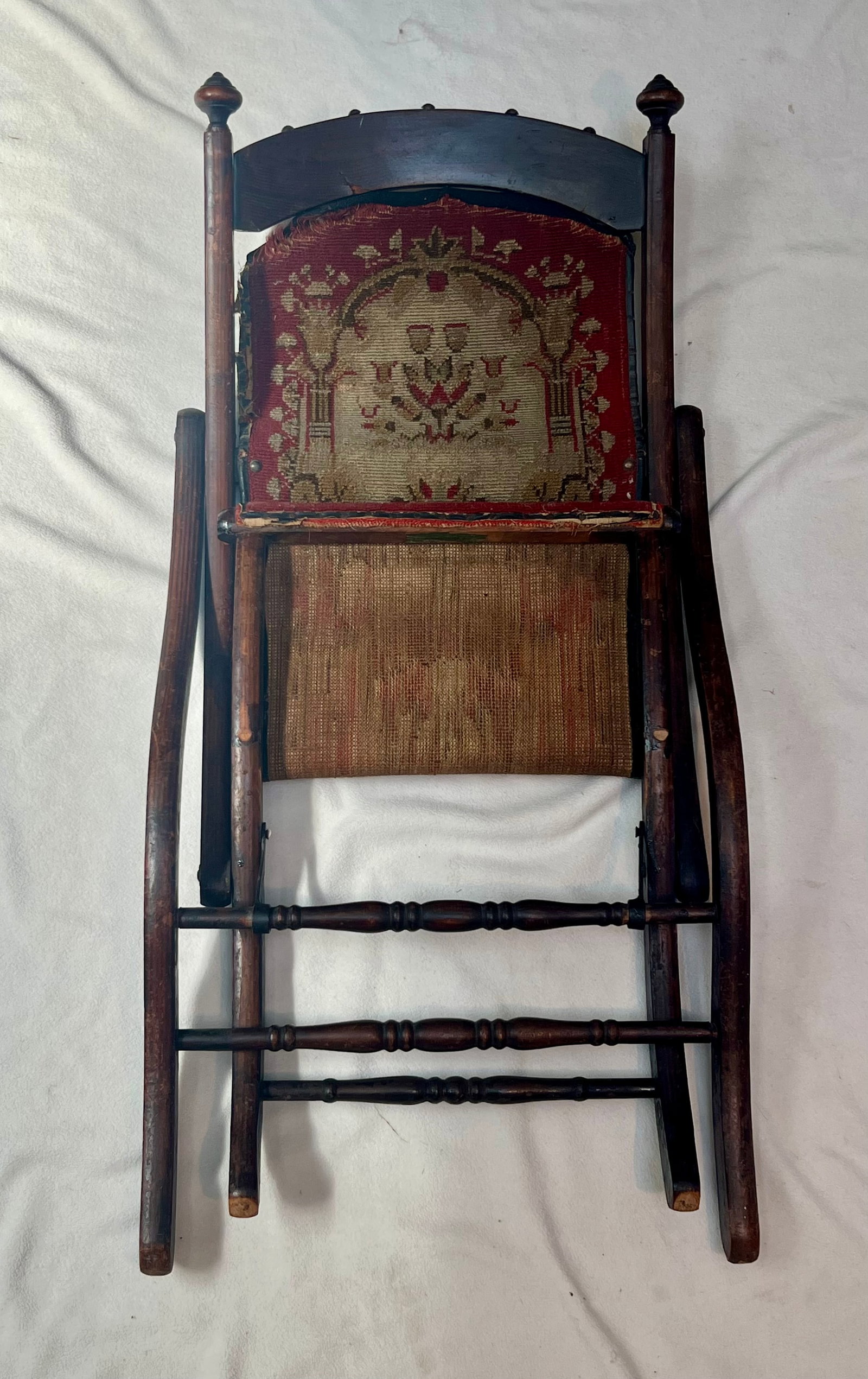 Antique 1860s Civil War Officer's Folding Camp Carpet Chair - 10