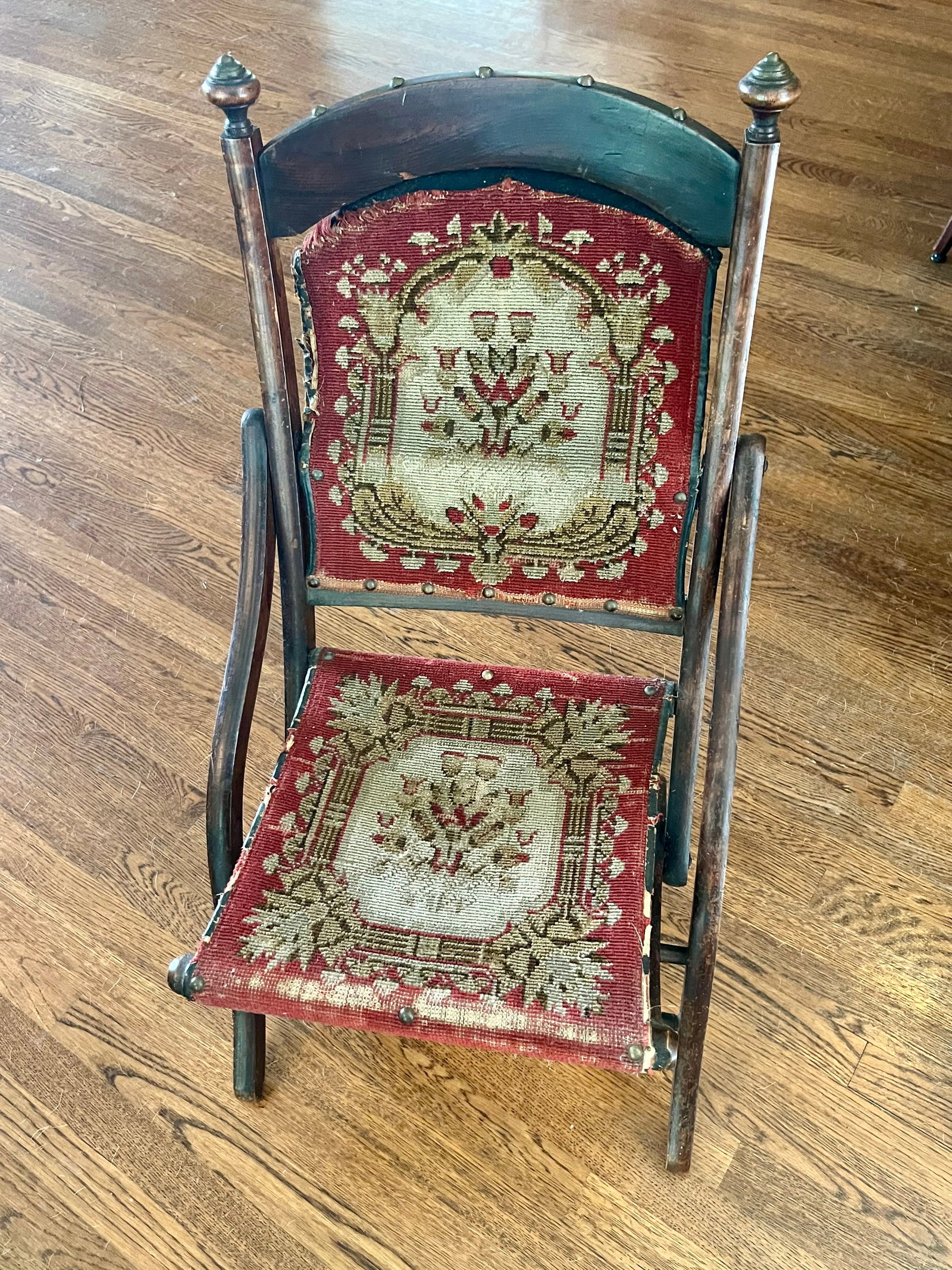 Antique 1860s Civil War Officer's Folding Camp Carpet Chair - 3