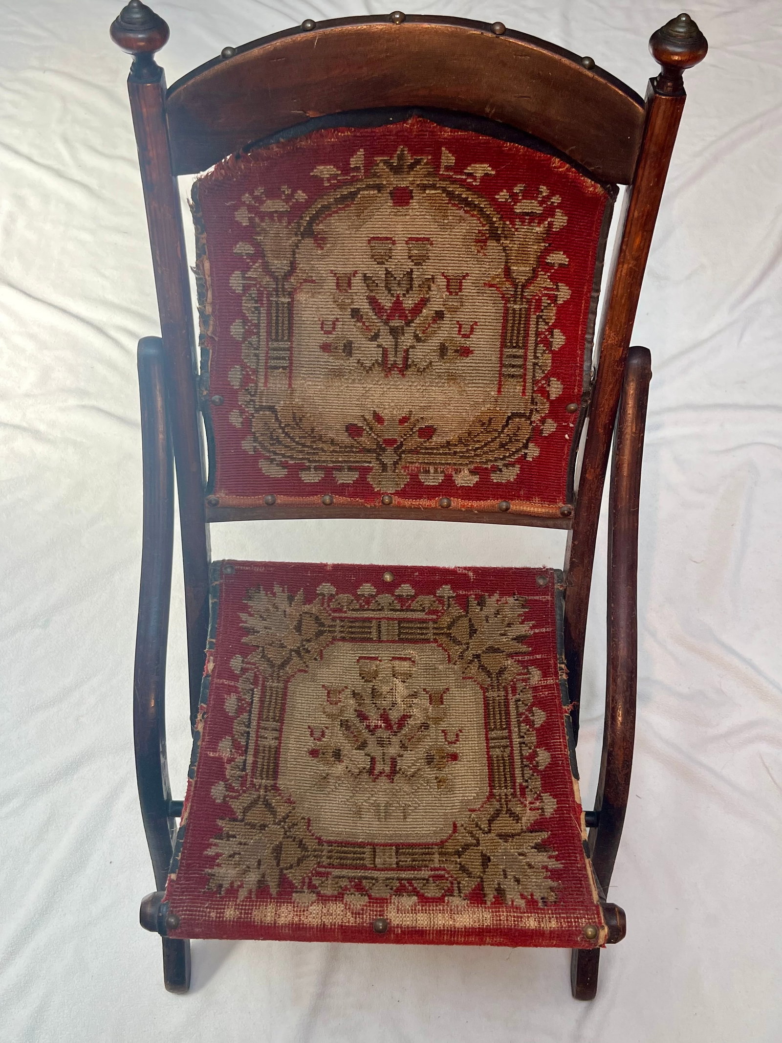 Antique 1860s Civil War Officer's Folding Camp Carpet Chair - 4