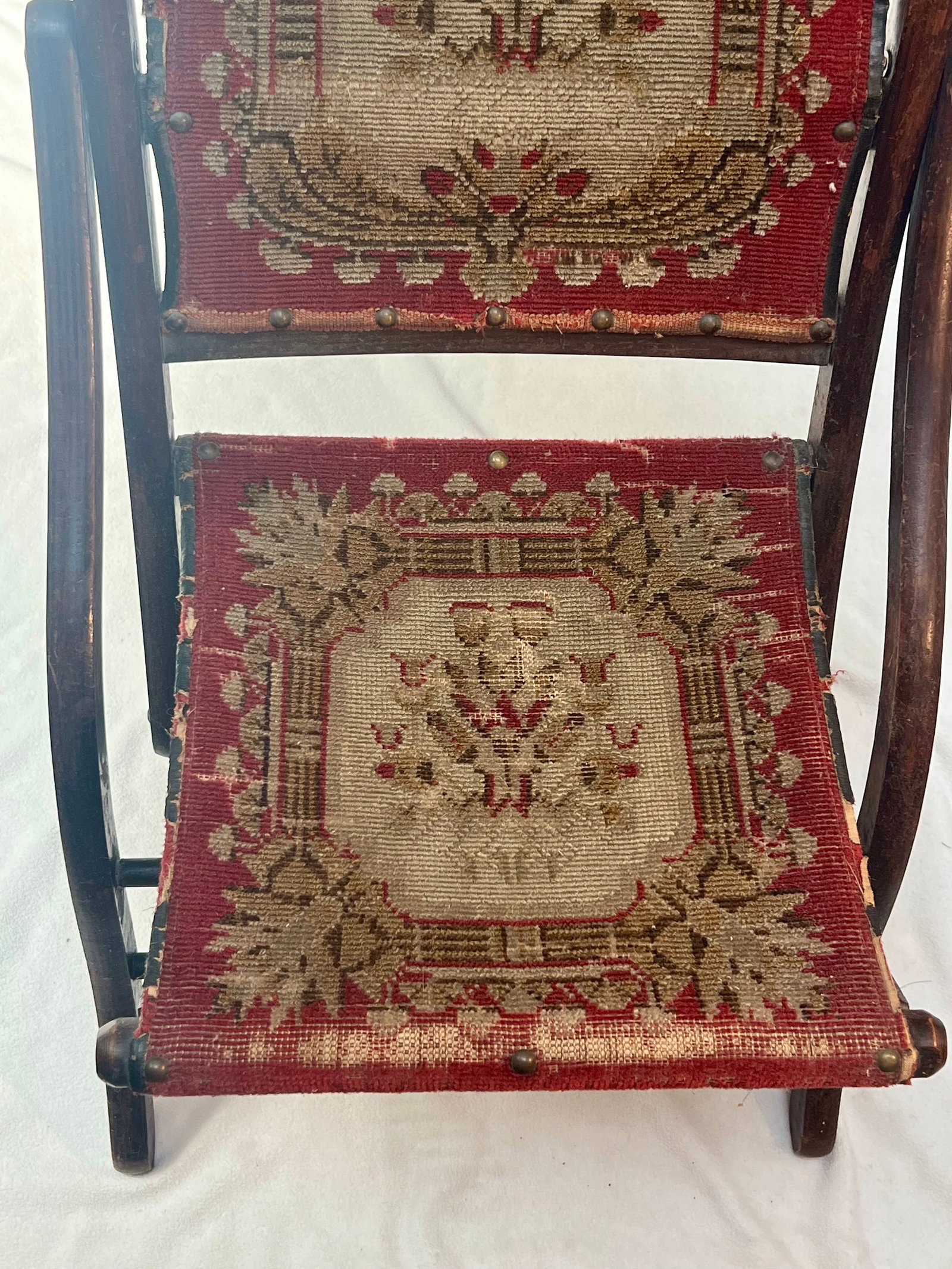 Antique 1860s Civil War Officer's Folding Camp Carpet Chair - 6