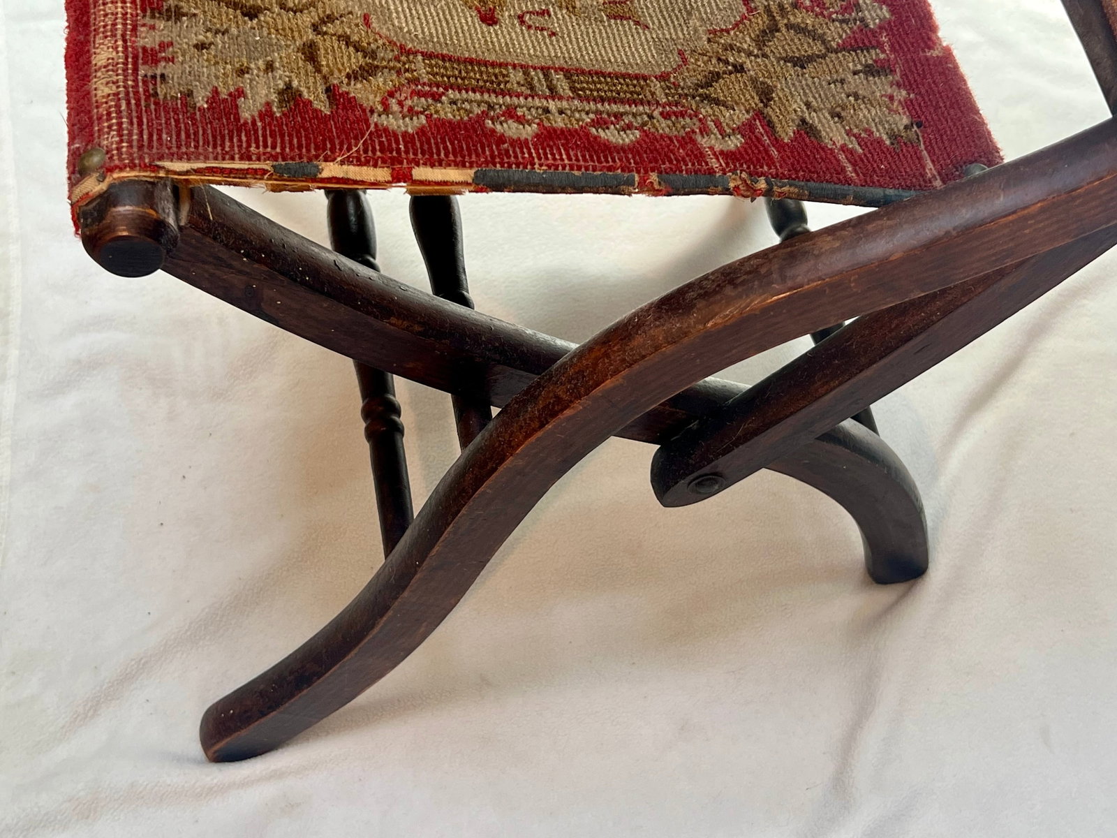 Antique 1860s Civil War Officer's Folding Camp Carpet Chair - 7