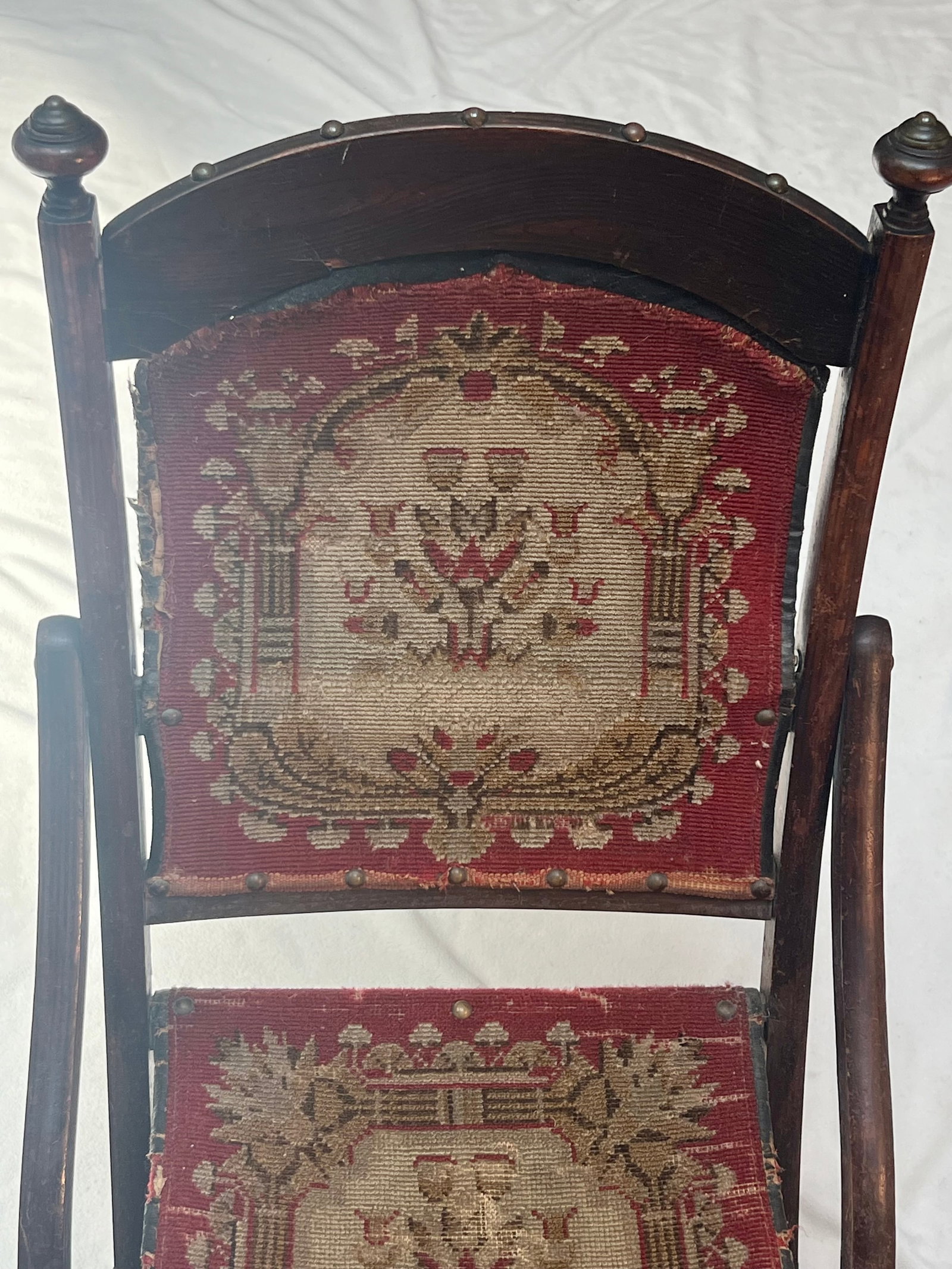Antique 1860s Civil War Officer's Folding Camp Carpet Chair - 8
