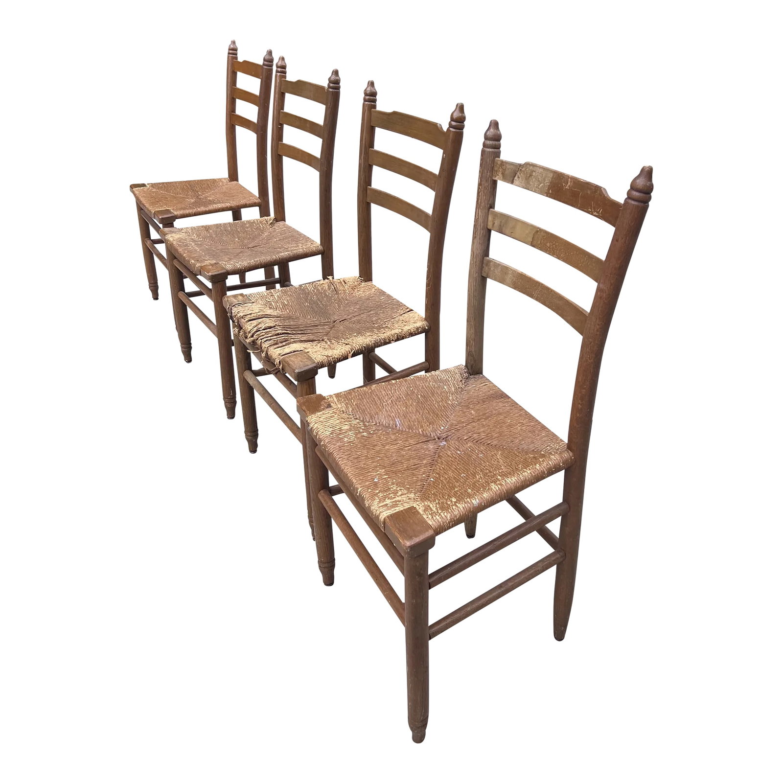 Antique Ladder Back Chairs - Set of 4: Set of (4) antique ladder back chairs. Very beautiful, rustic set of chairs! Great addition to any decor! Please check out my other listings! Condition: Alterations: Original Condition Unaltered Imper